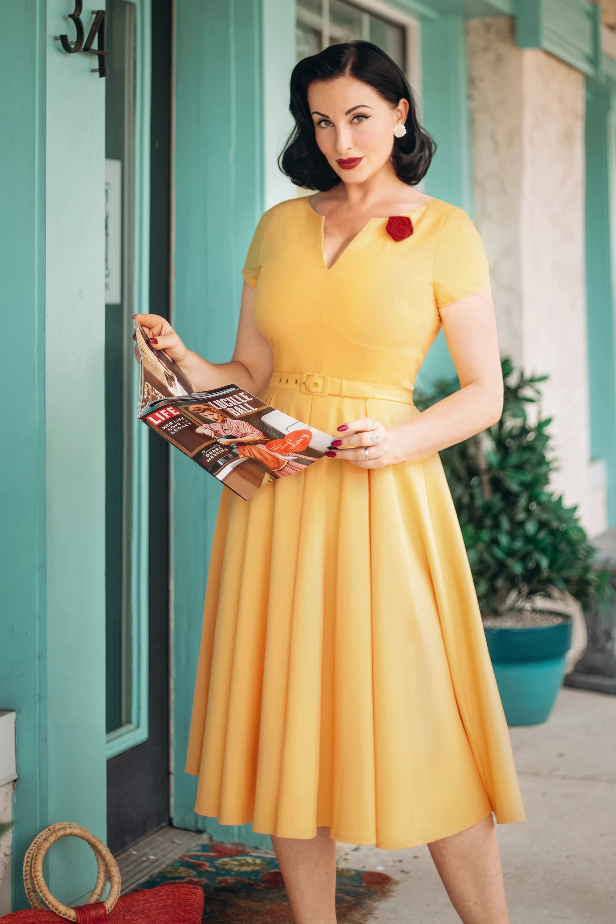 The Gianna Swing Dress in Yellow – Vintage Diva