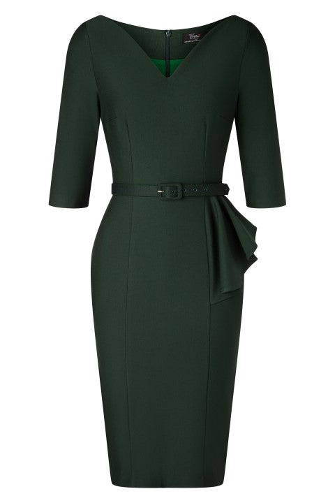 The Lana Pencil Dress in Dark Green