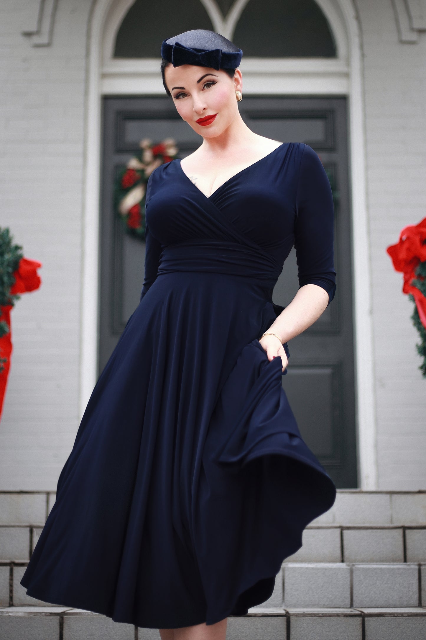 Alessandra Swing Dress in Navy