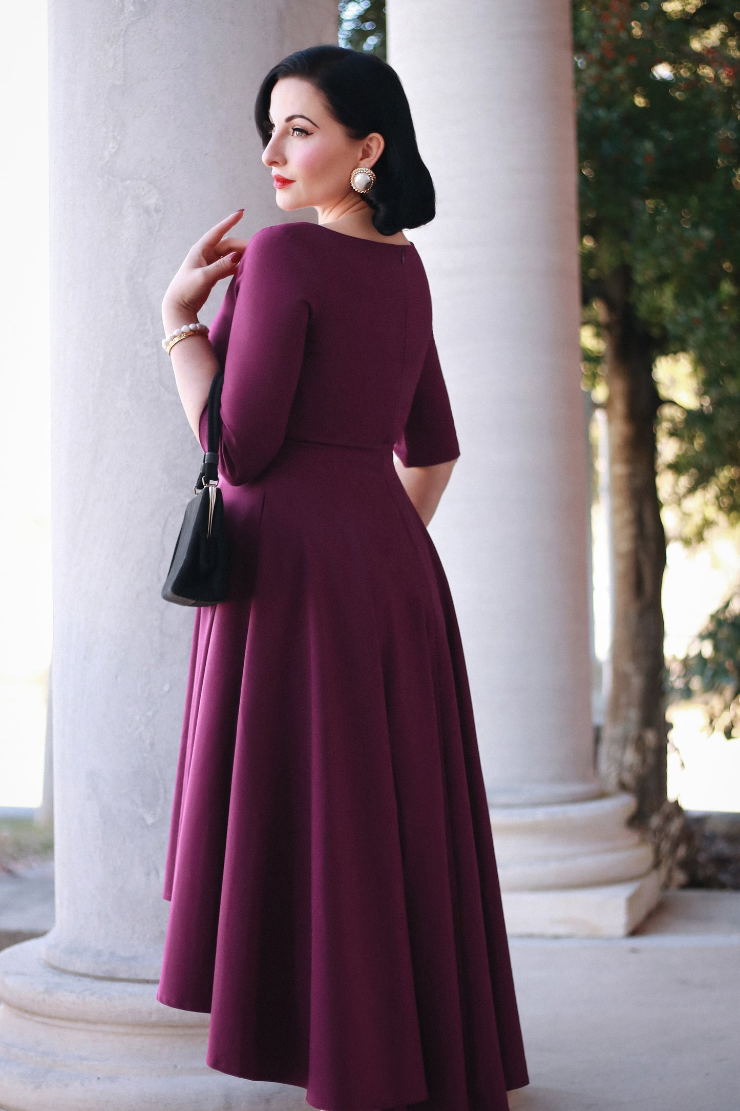 Beth High Low Swing Dress in Purple