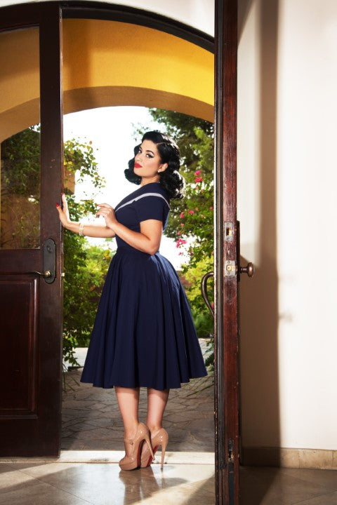 The Greta Swing Dress in Navy