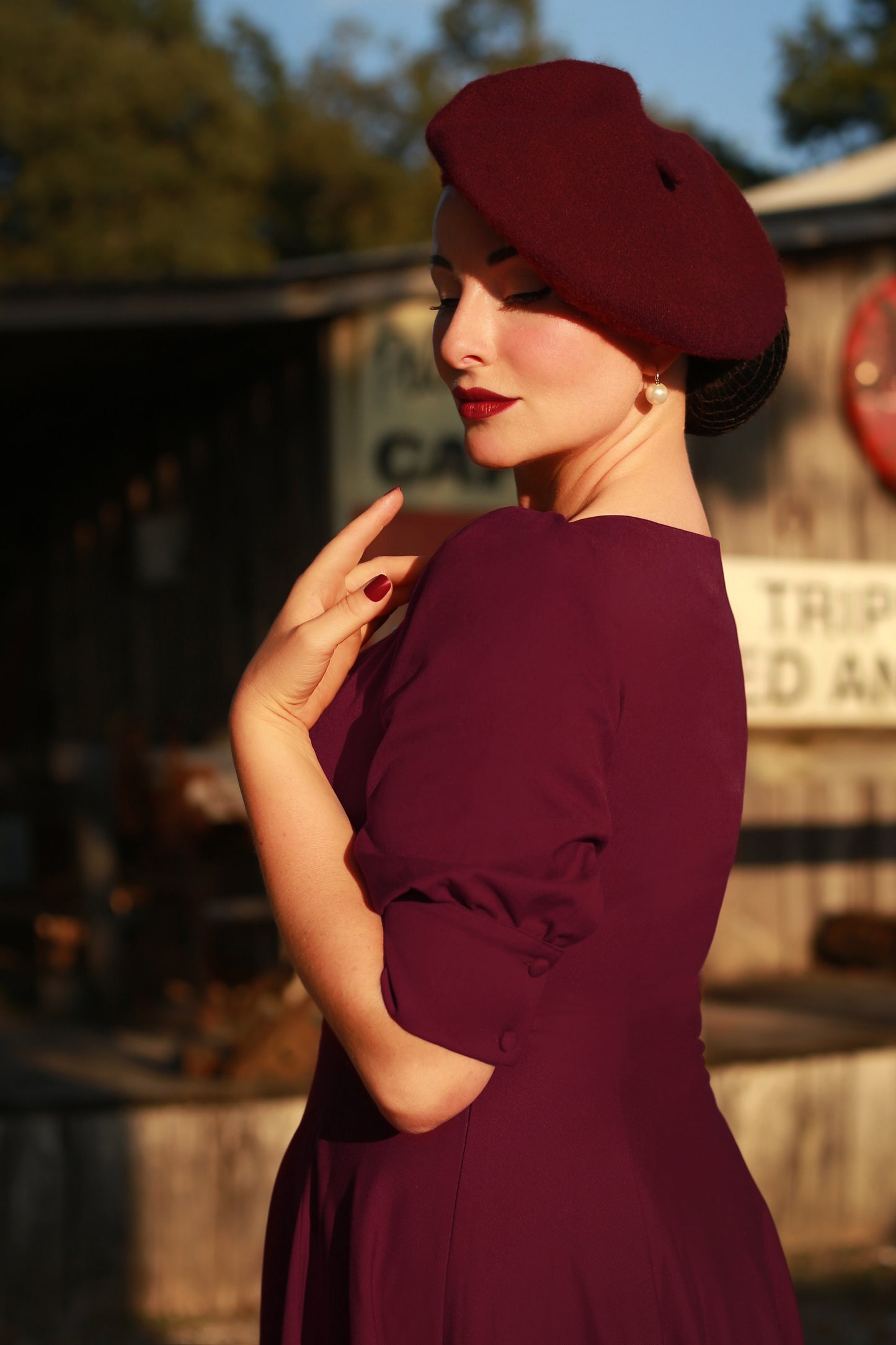 The Graziella Swing Dress in Burgundy Red