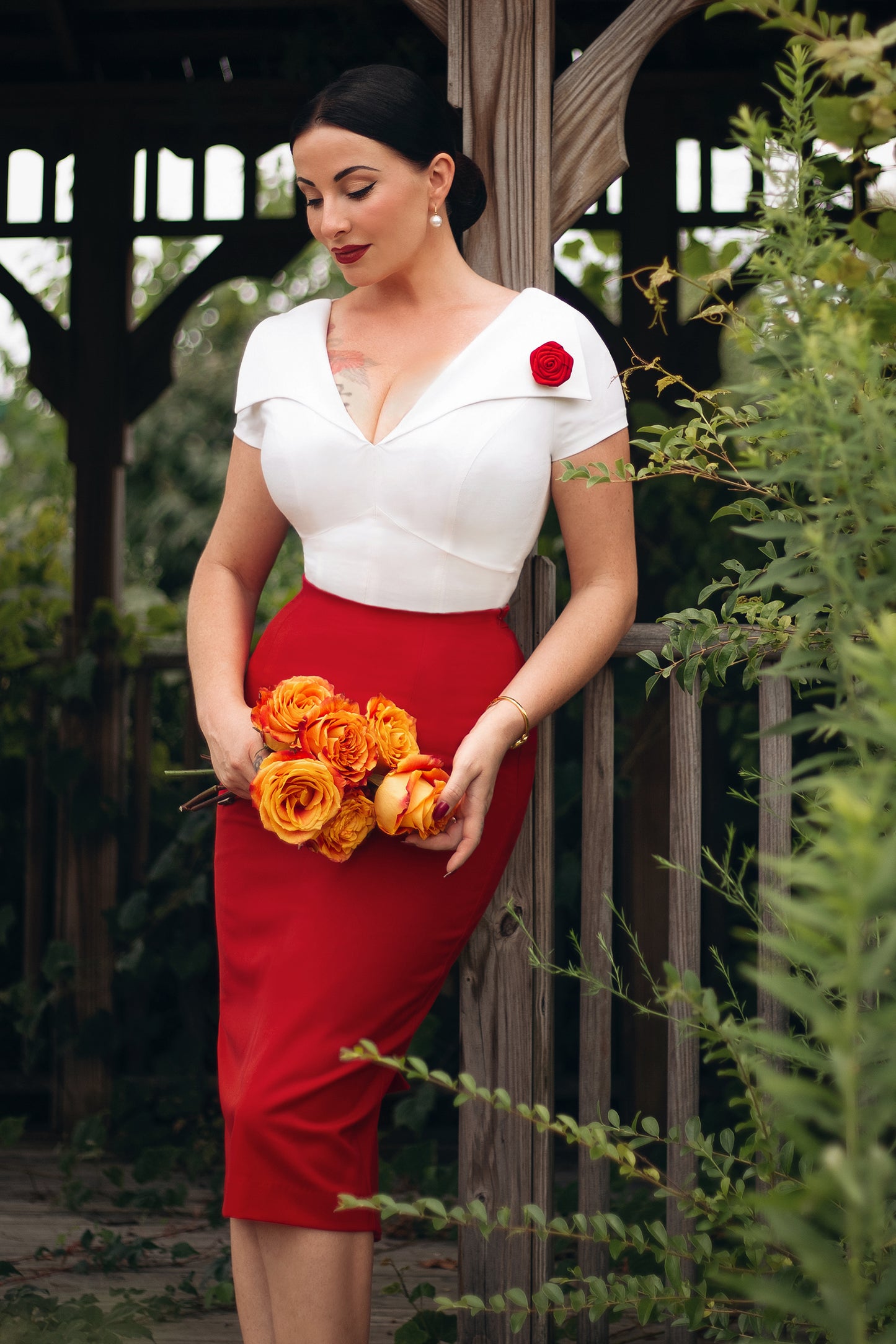 The Georgina Pencil Skirt in Red