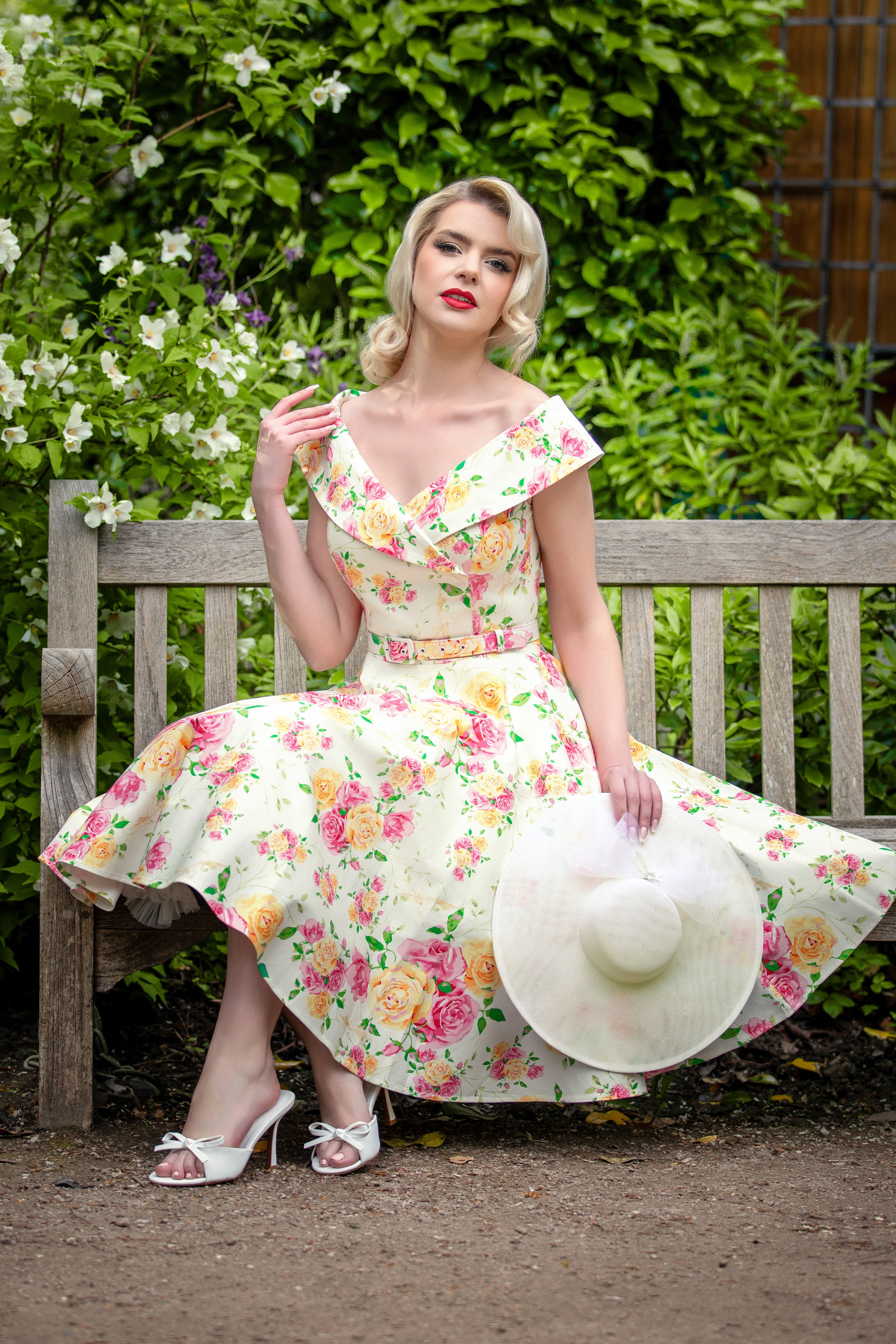 Aurelia Swing Dress with Pink and Yellow Flowers – Vintage Diva