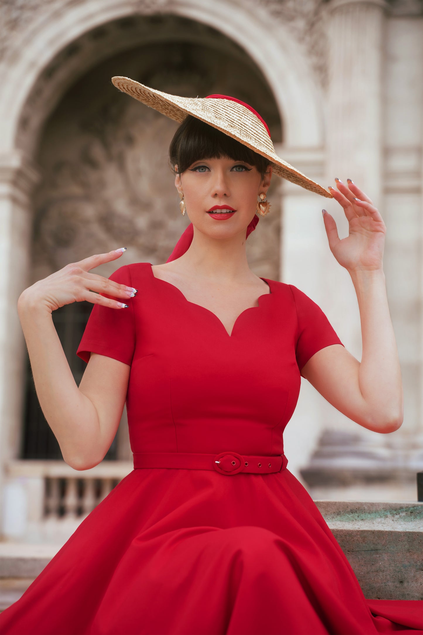 Beth Swing Dress in Scarlet Red