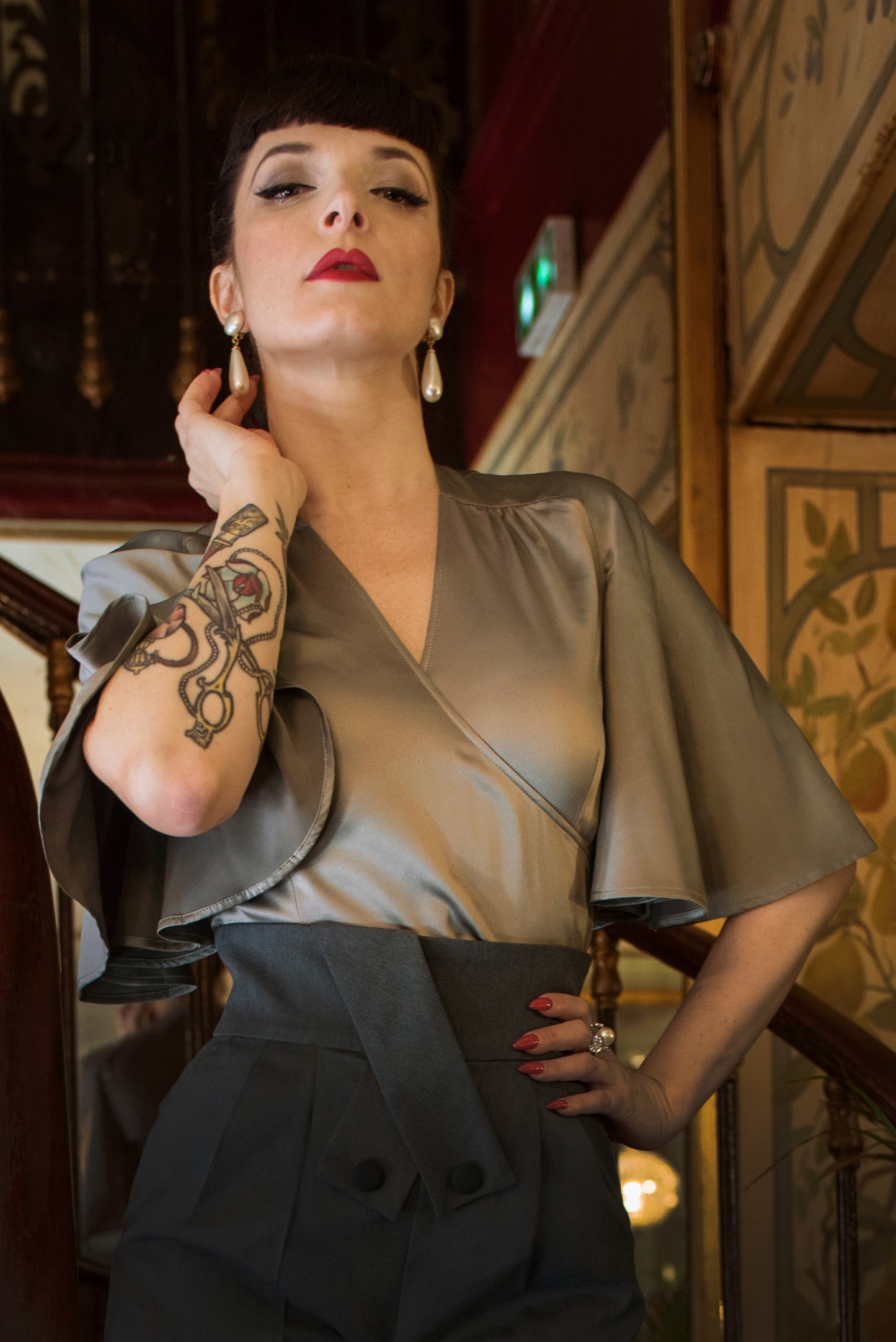 The Satin Butterfly Top in Champagne