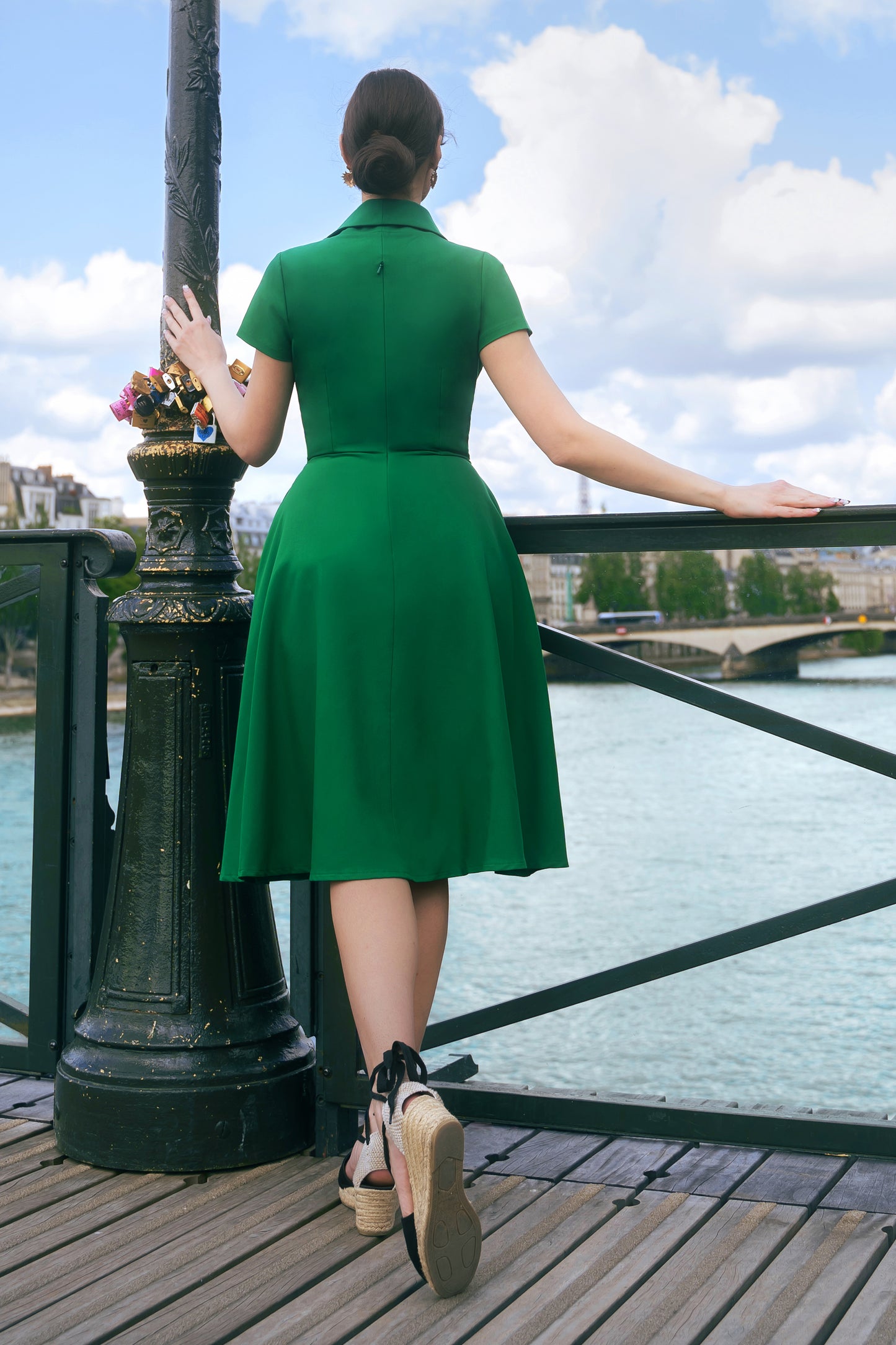 The Emma Swing Dress in Emerald Green