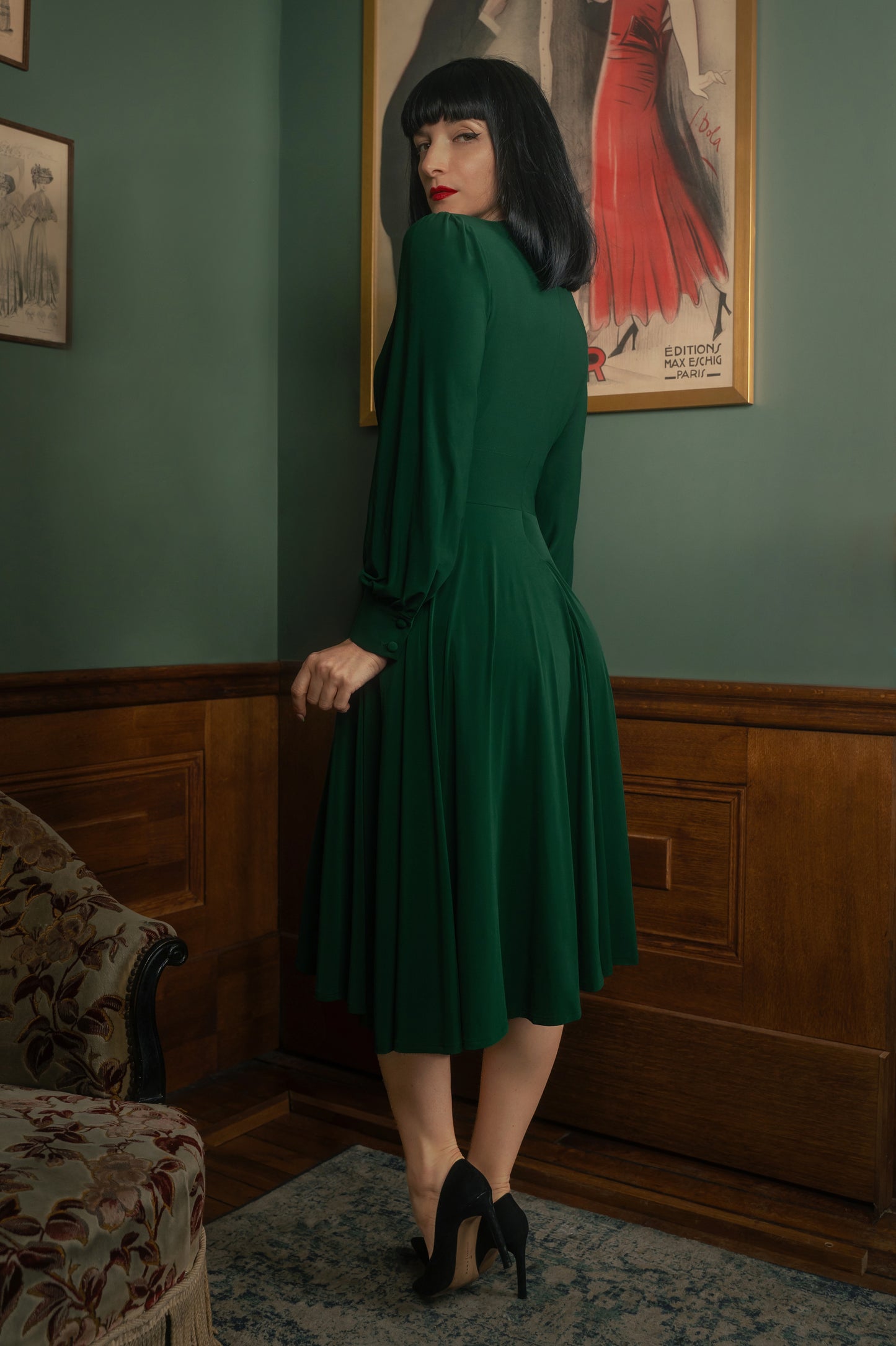 Starlet Swing Dress in Emerald Green