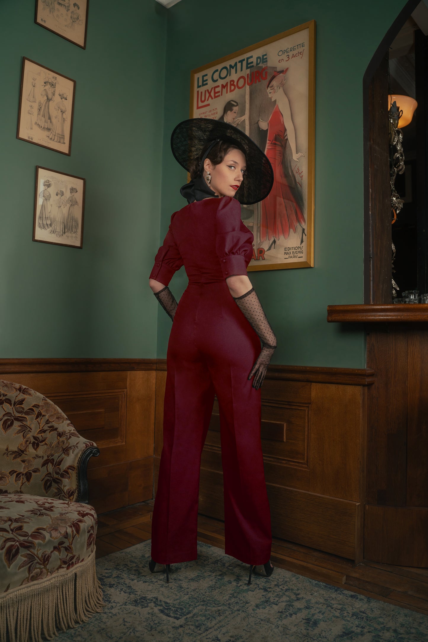 The Graziella Jumpsuit in Burgundy Red
