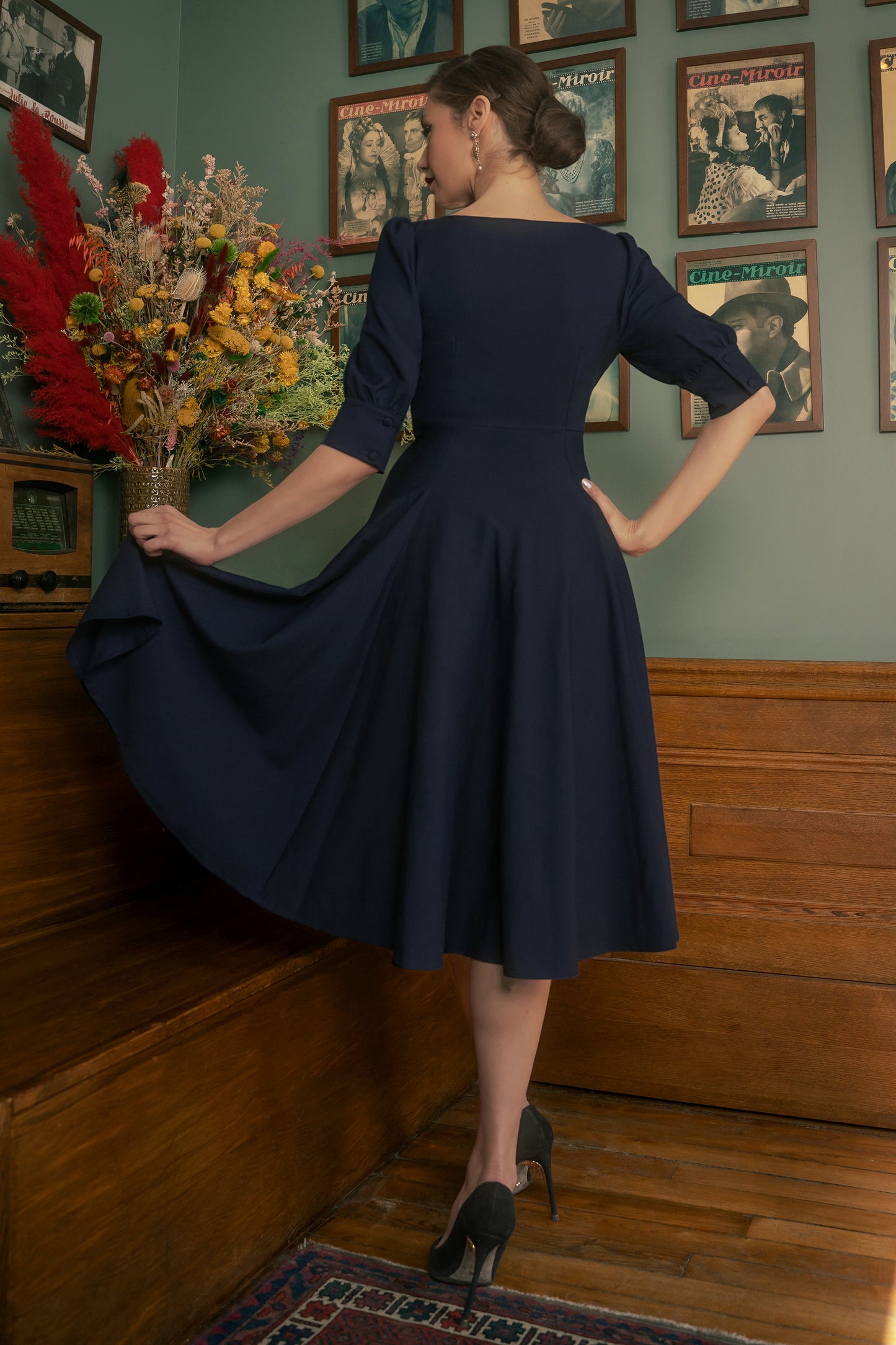 The Graziella Swing Dress in Navy