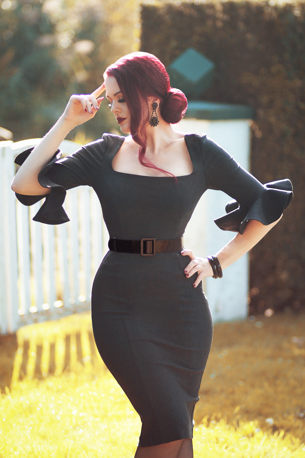 The Fay Pencil Dress in Grey