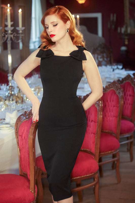 The Charlie Bow Pencil Dress in Deep Black