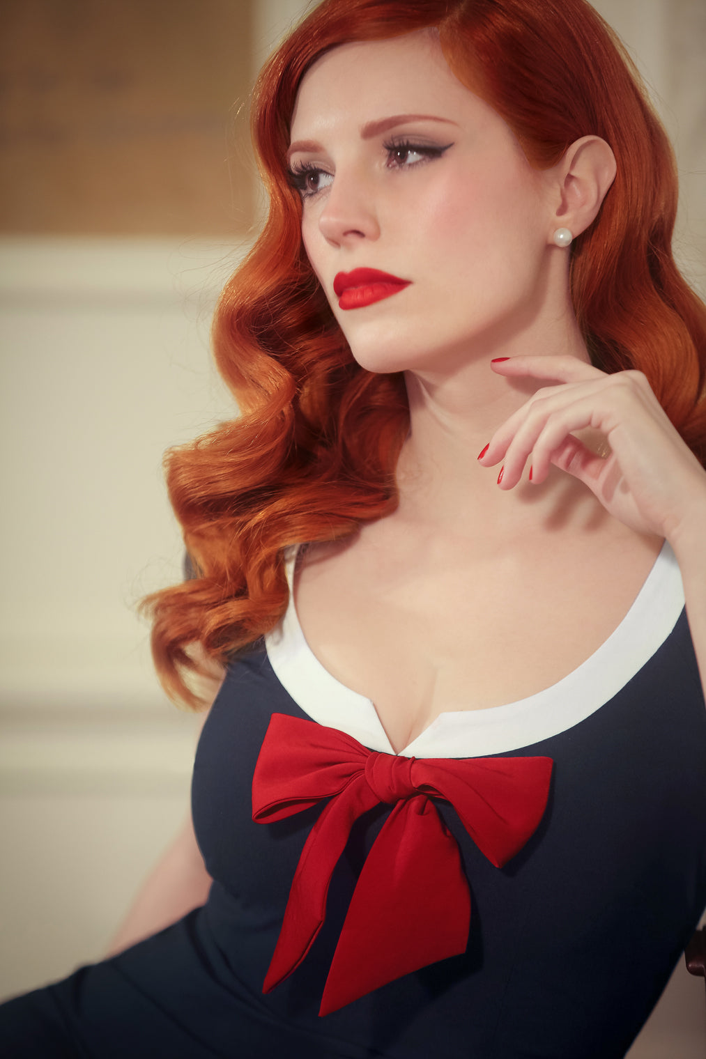 The Dovima Pencil Dress in Navy