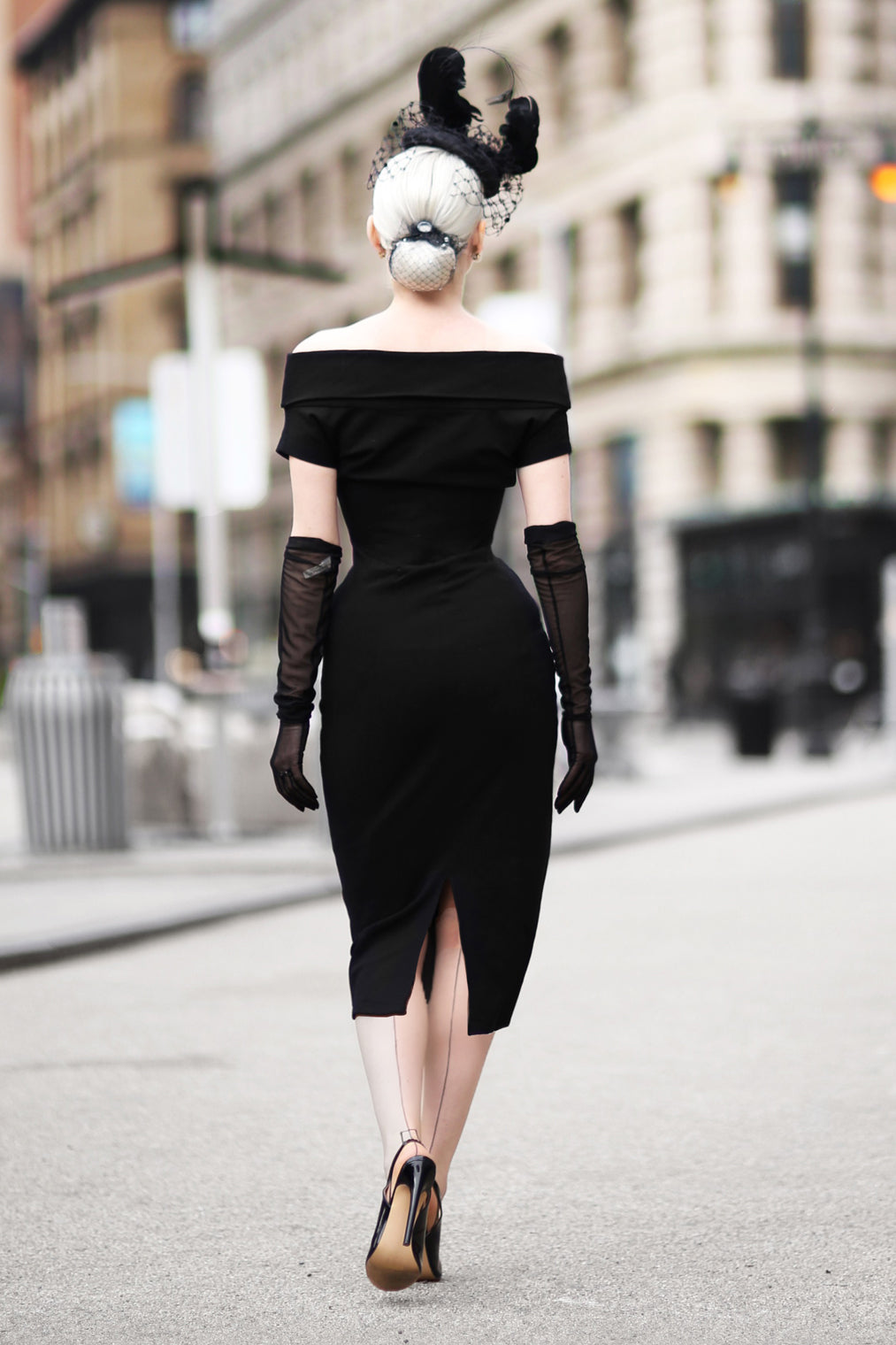 The Jazmin Pencil Dress in Ink Black