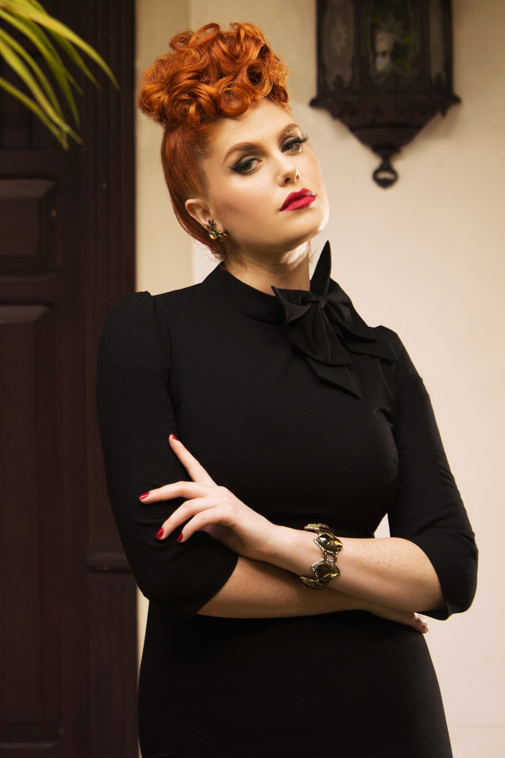 The Maxine Bow Pencil Dress in Black