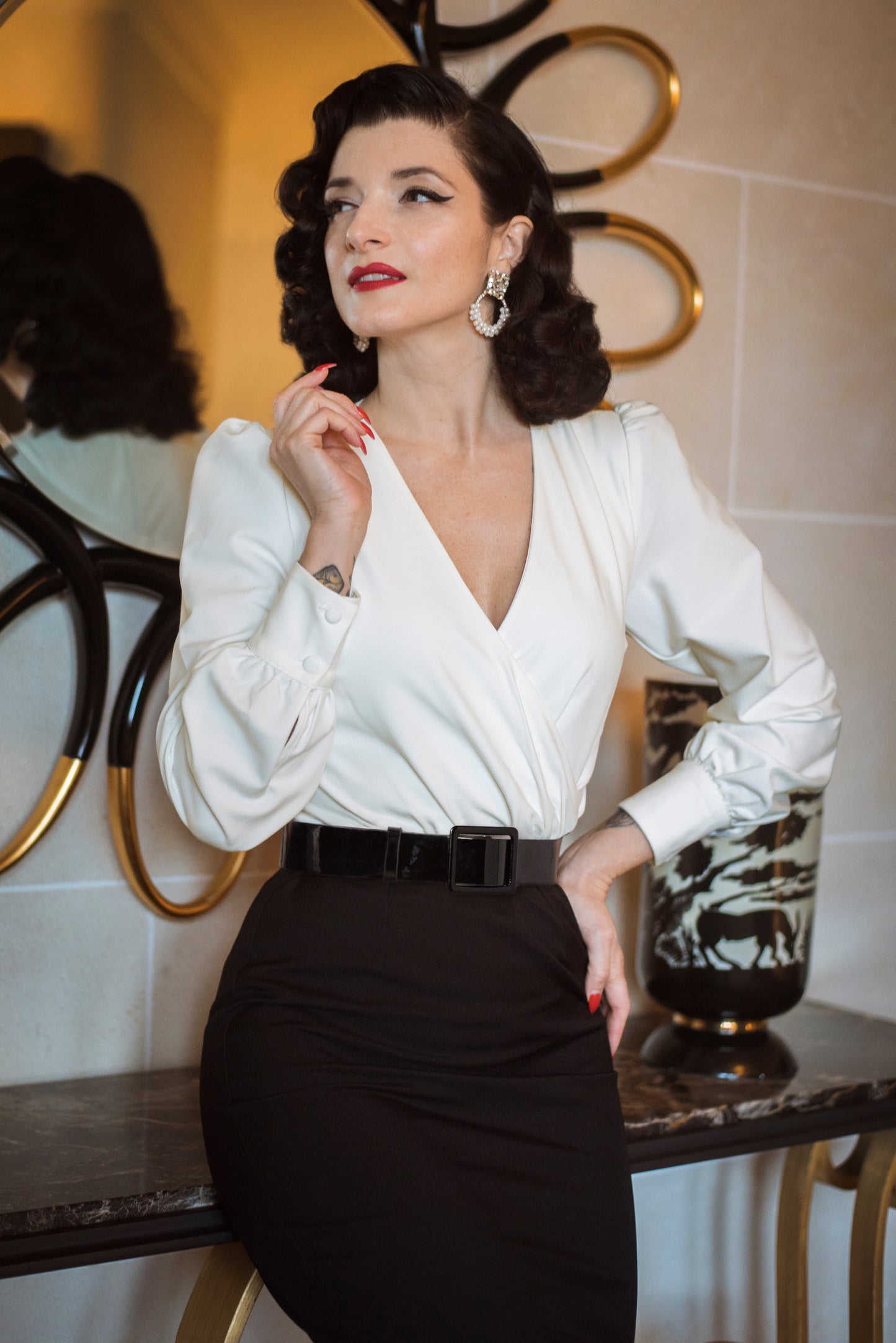 The Trudy Pencil Dress in Black and Ivory