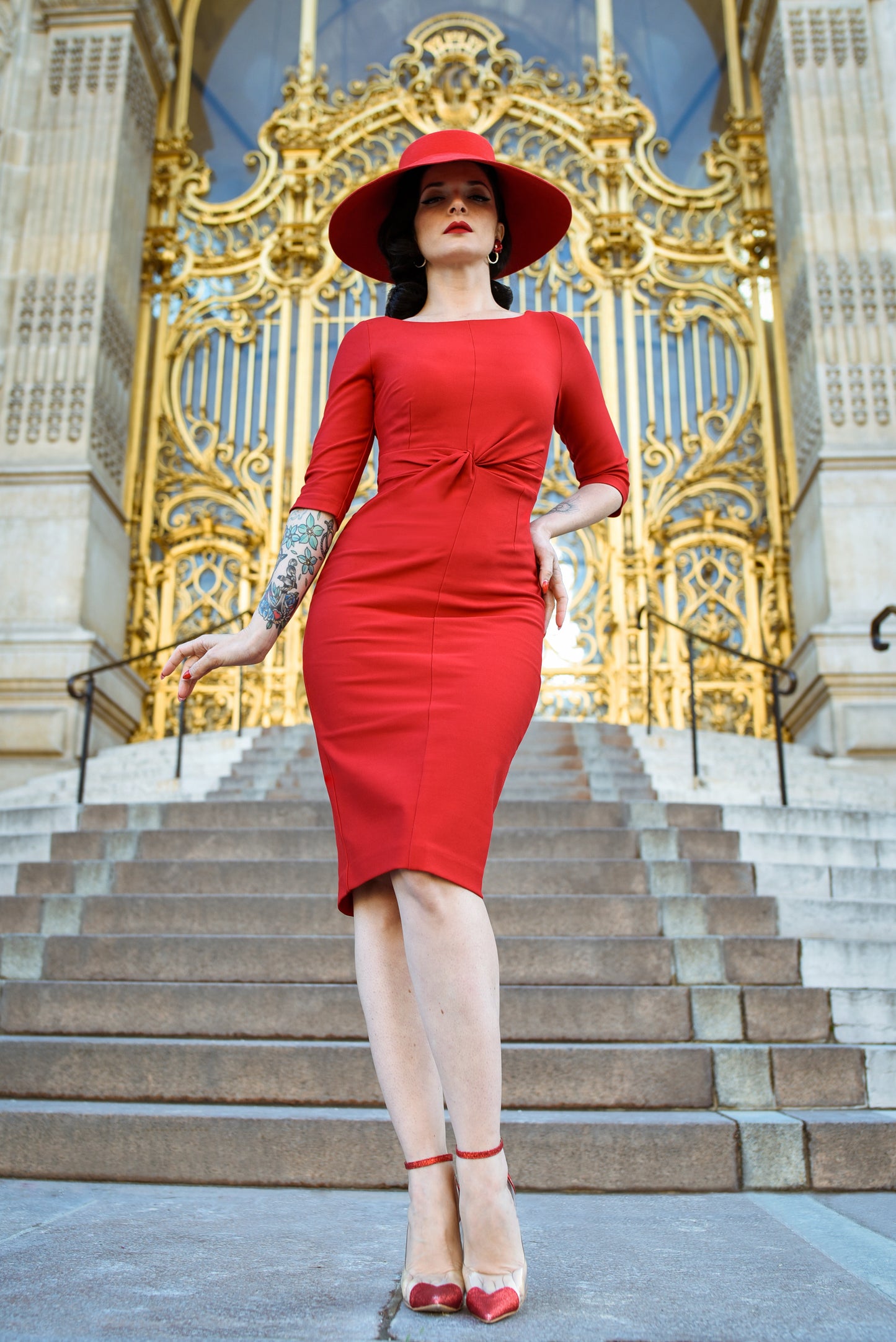 The Jean Pencil Dress in Ravishing Red