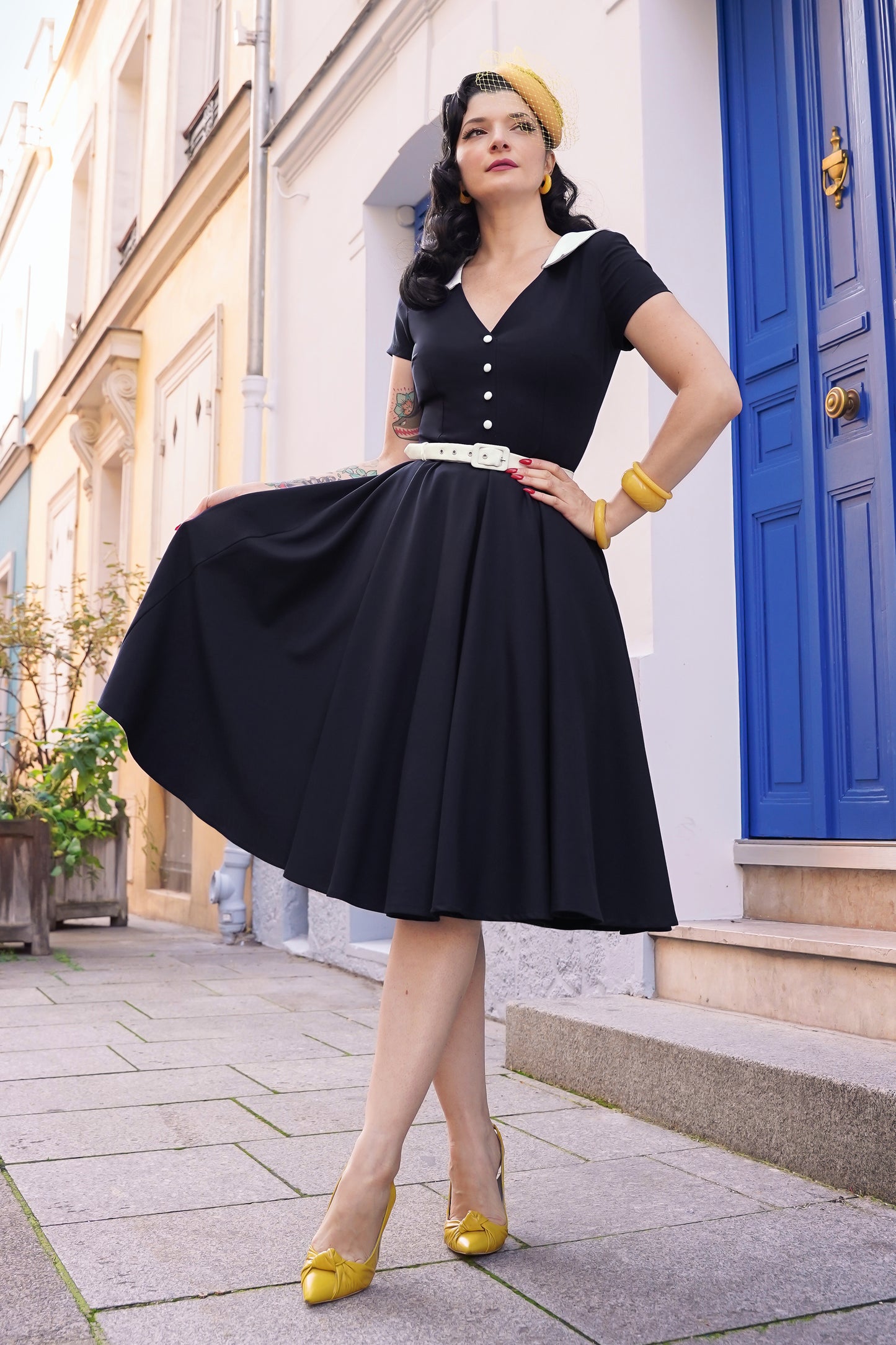 The Vallea Swing Dress in Navy