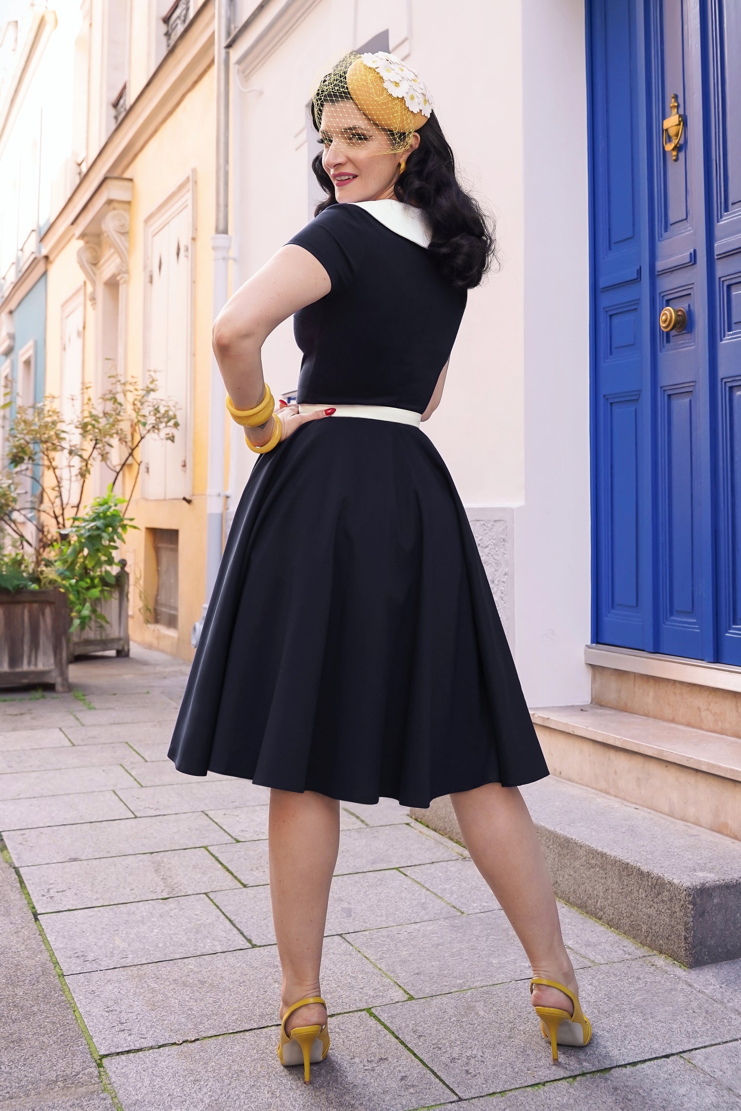 The Vallea Swing Dress in Navy