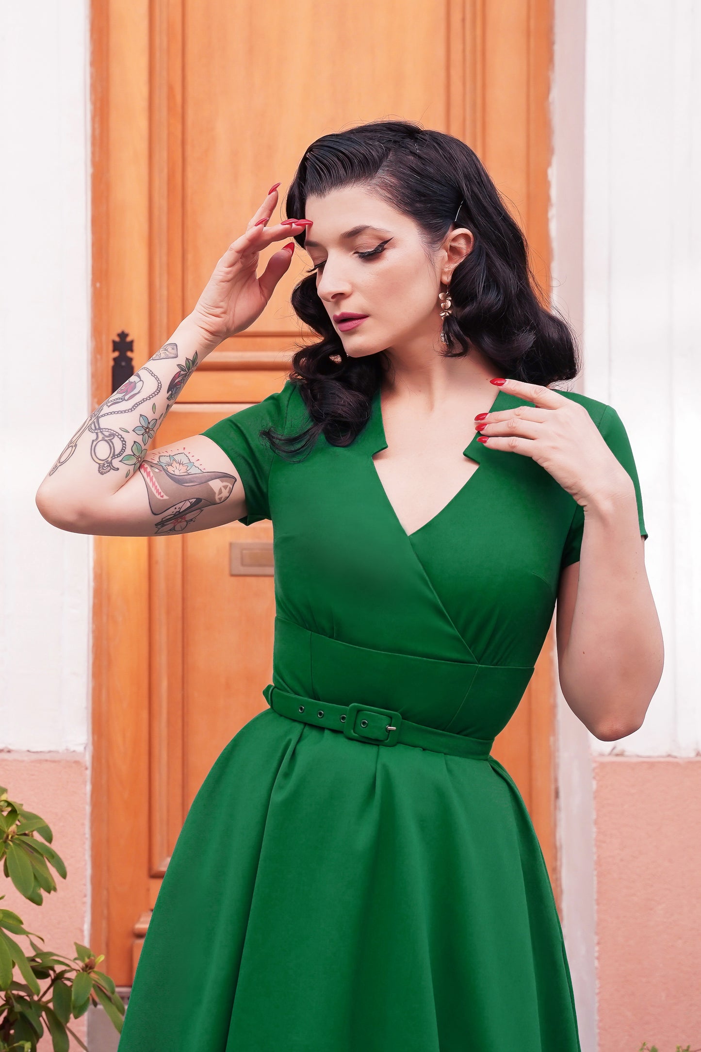 The Chiara Swing Dress in Emerald