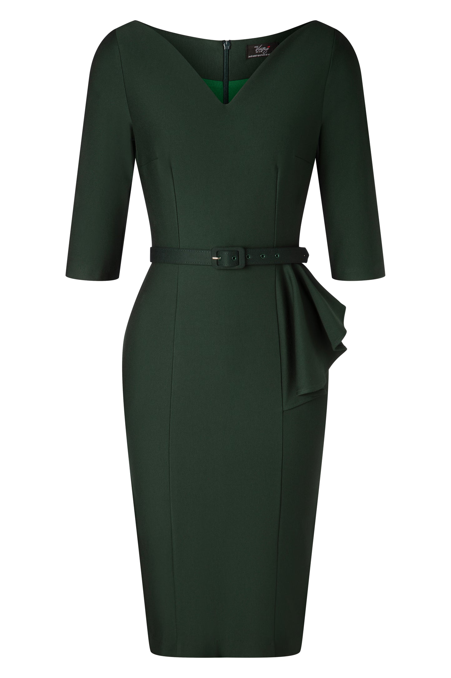The Richi Pencil Dress in Dark Green