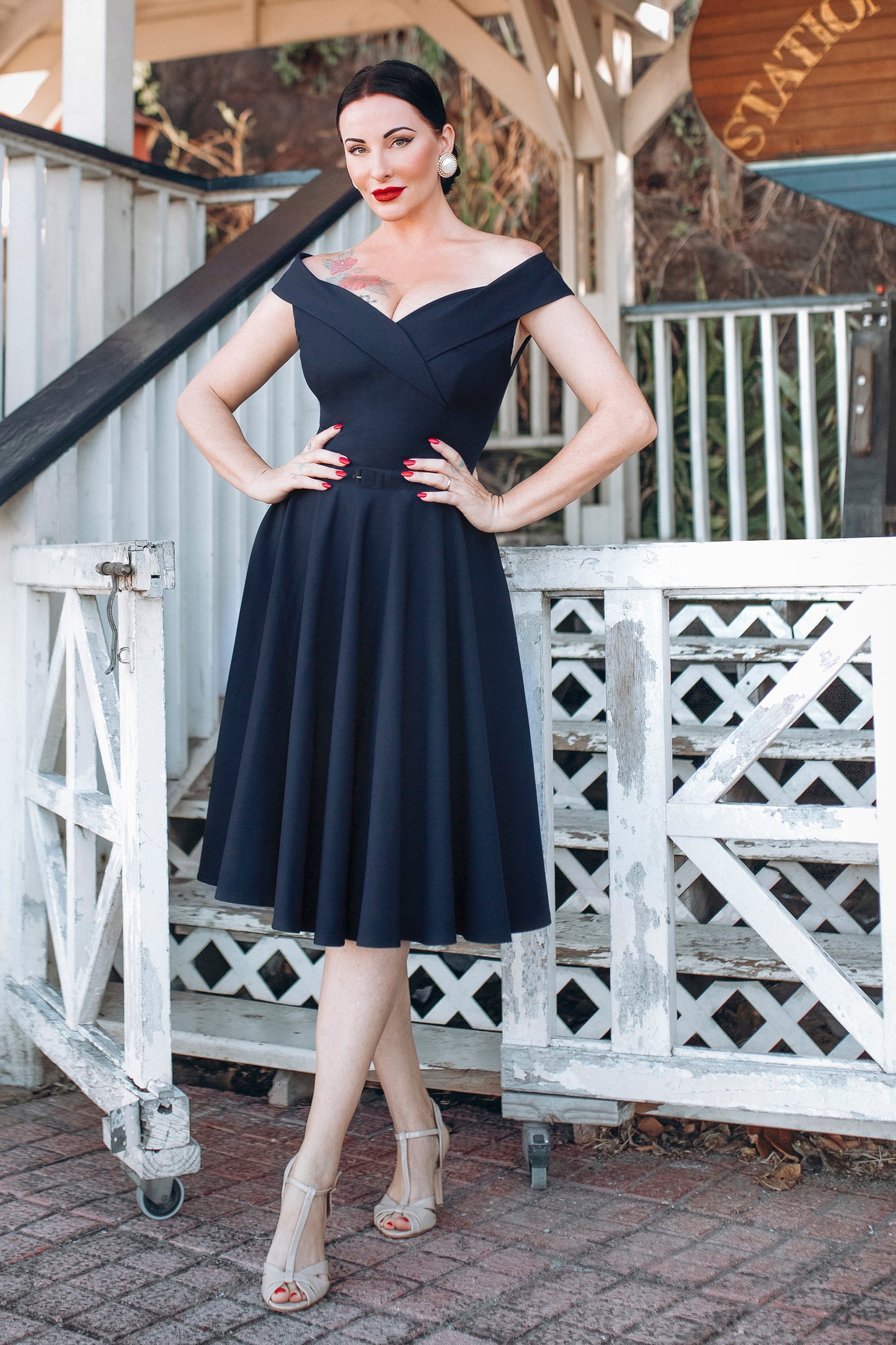 The Aurelia Swing Dress in Midnight Blue