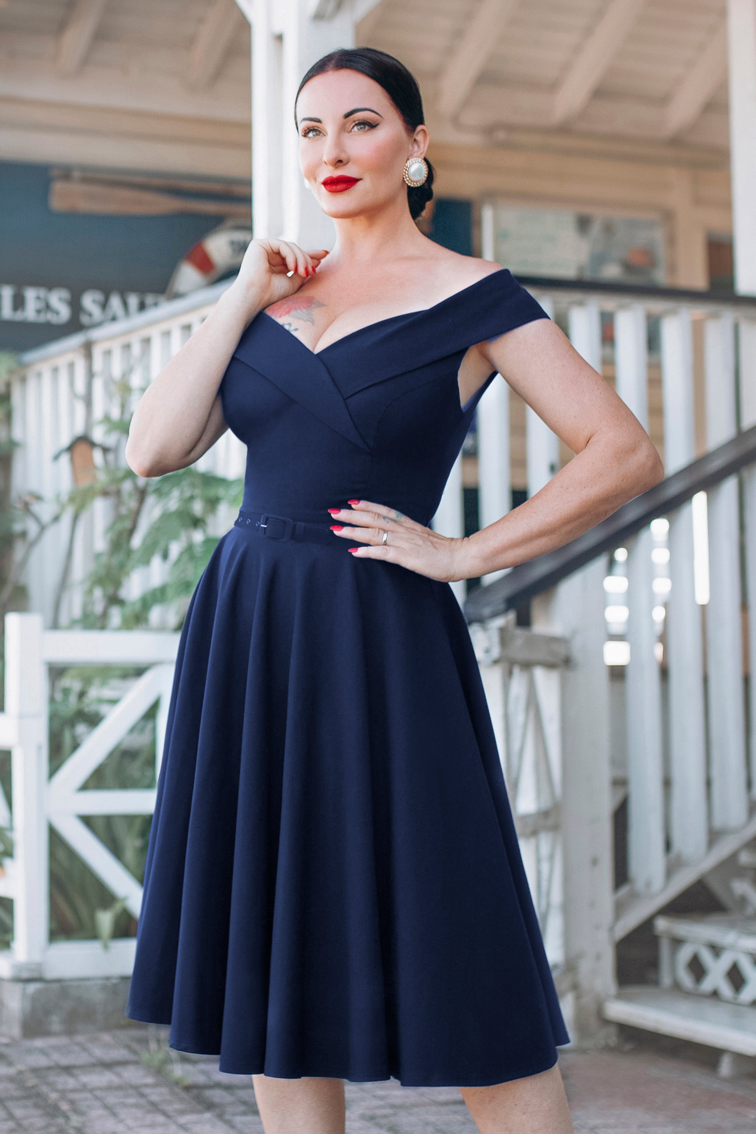 The Aurelia Swing Dress in Midnight Blue Vintage Diva The Aurelia Swing Dress in Midnight Blue Vintage Diva