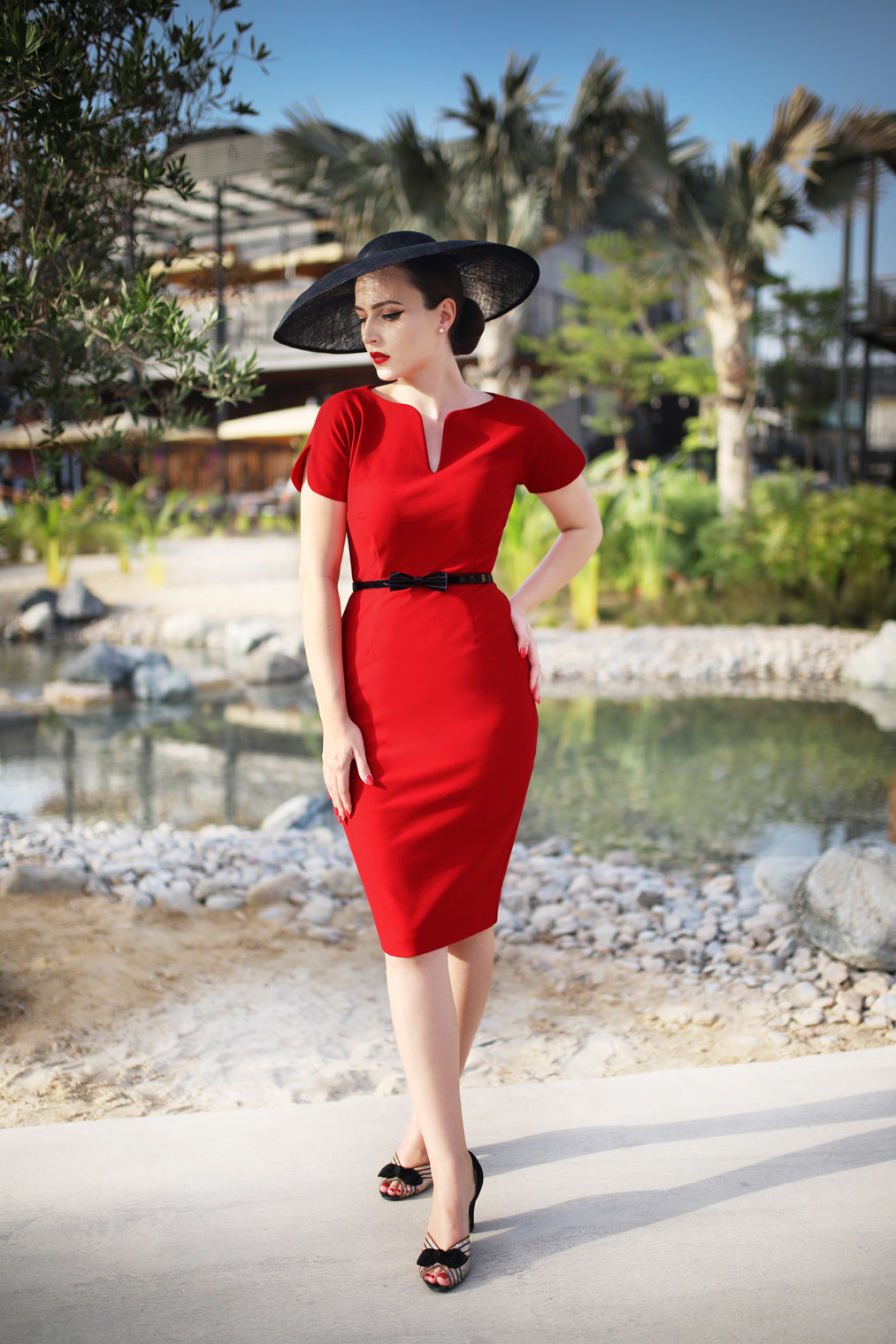The Jayne Pencil Dress in Lipstick Red
