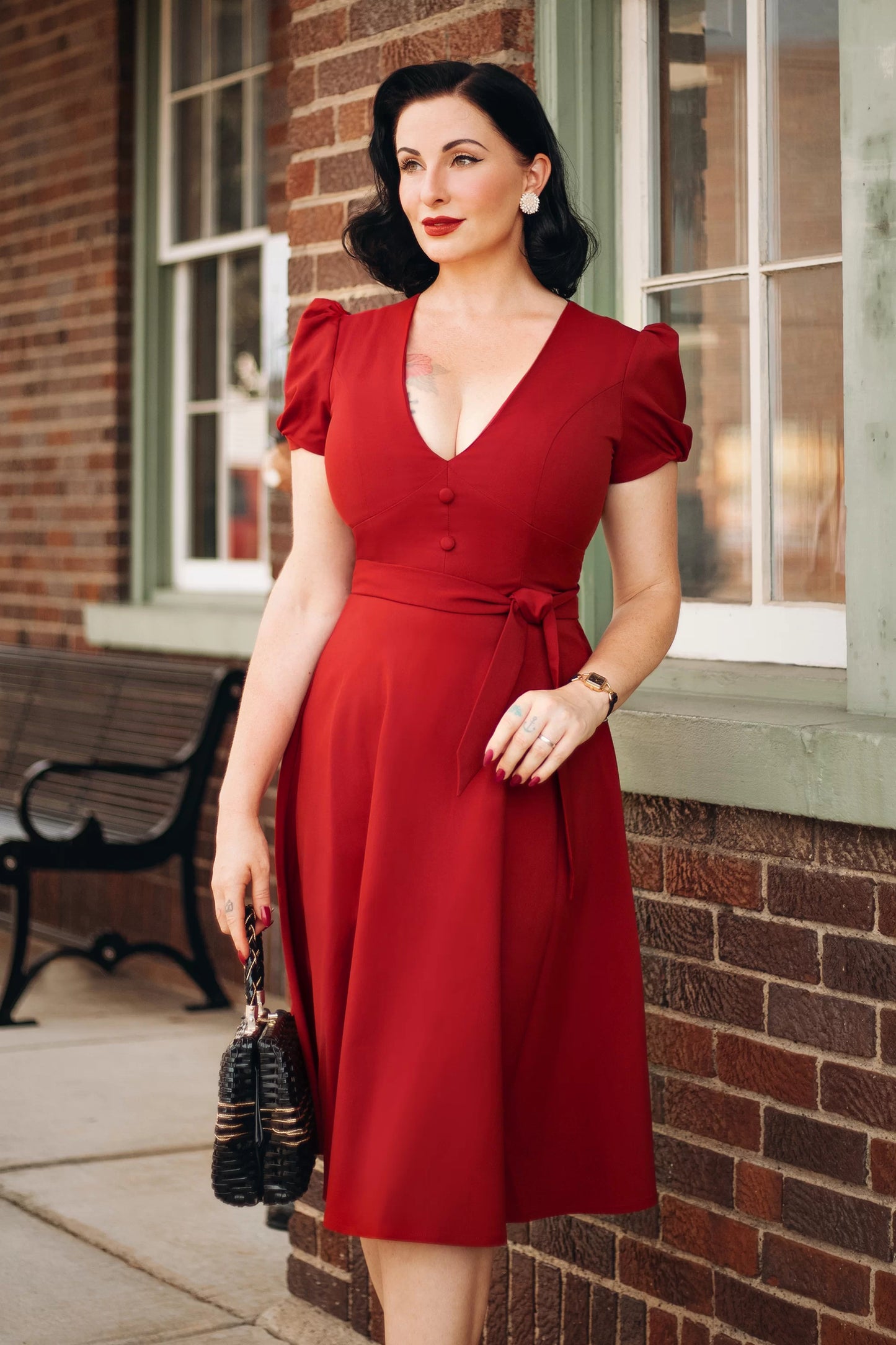 The Mary Grace A-Line Dress in Red