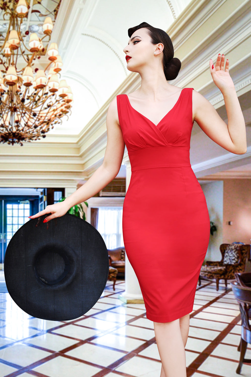 The Isabella Pencil Dress in Lipstick Red