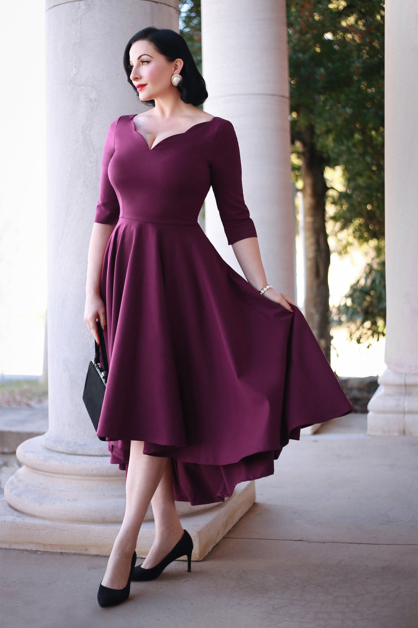 Beth High Low Swing Dress in Purple Vintage Diva Beth High Low Swing Dress in Purple Vintage Diva