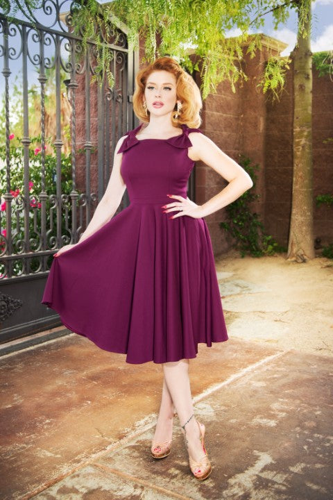 The Charlie Bow Swing Dress in Aubergine