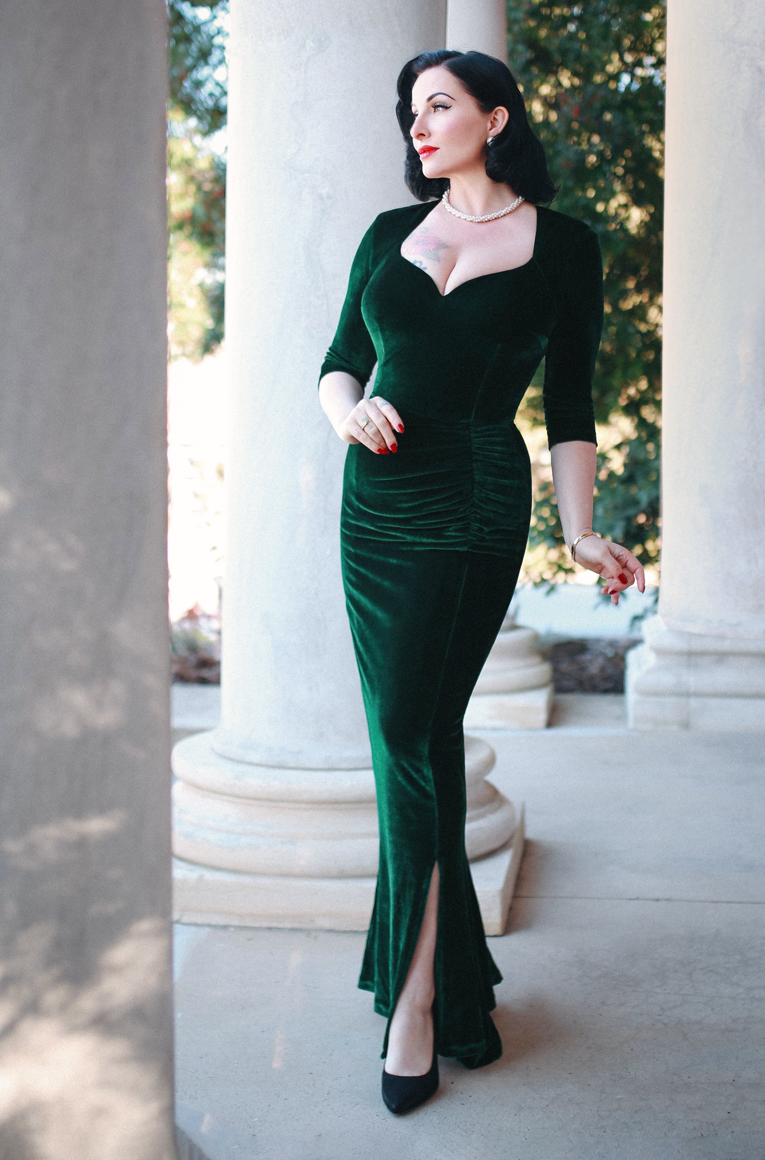 Dark green hotsell vintage dress