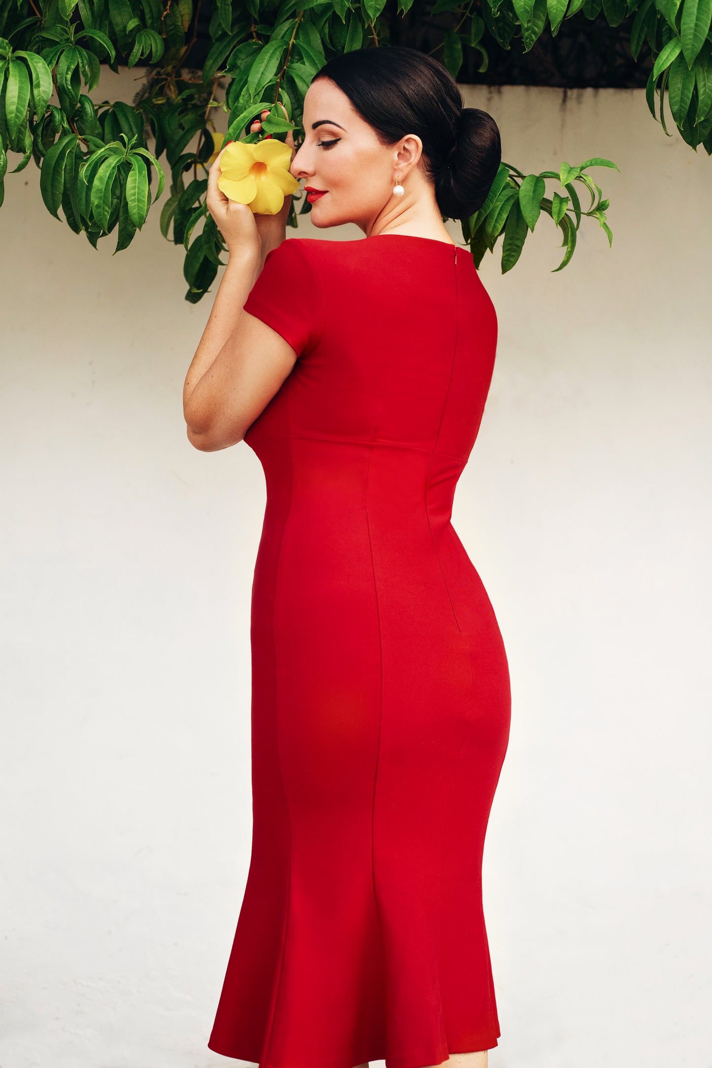 The Joyceleen Pencil Dress in Imperial Red
