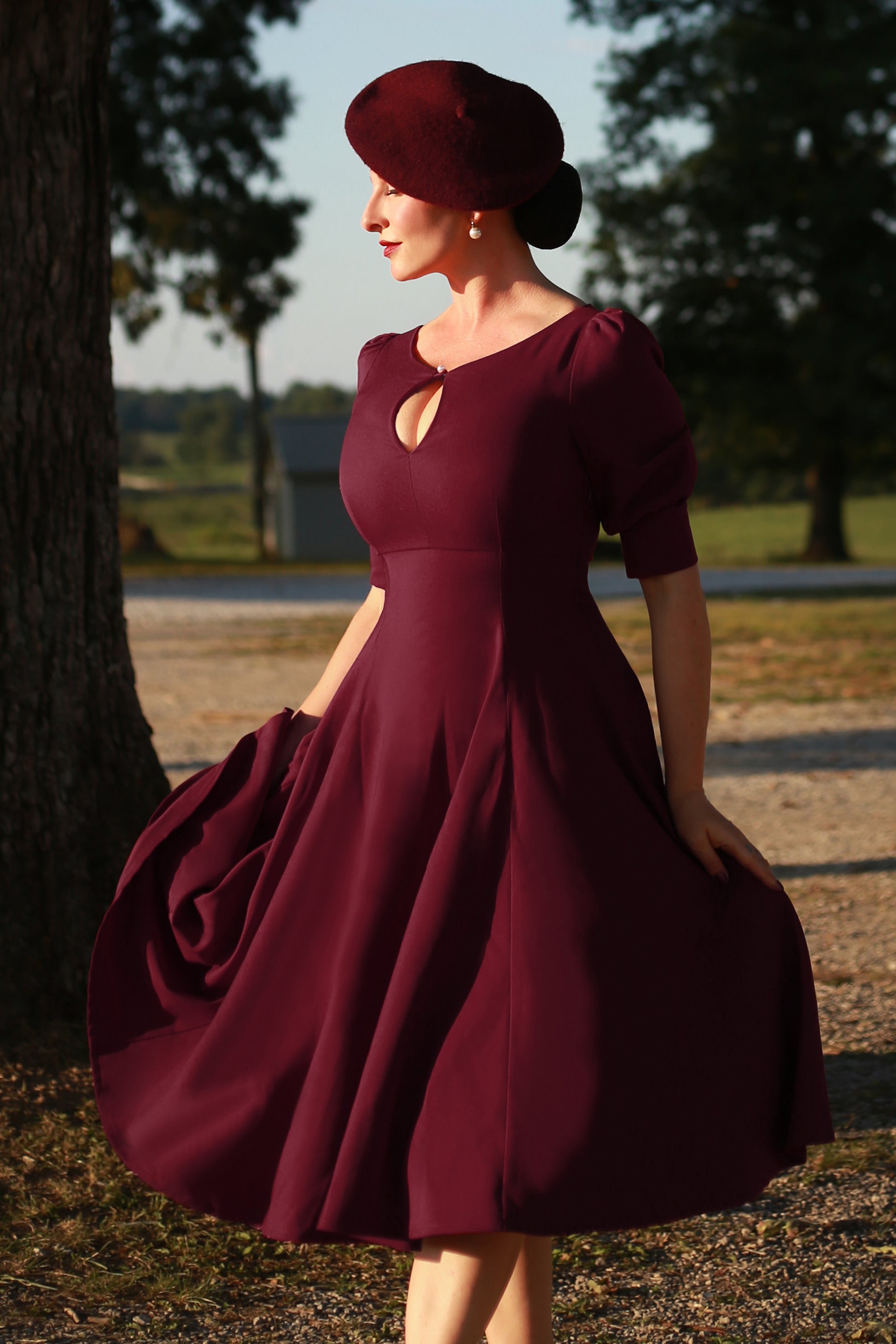 The Graziella Swing Dress in Burgundy Red The Graziella Swing Dress in Burgundy Red