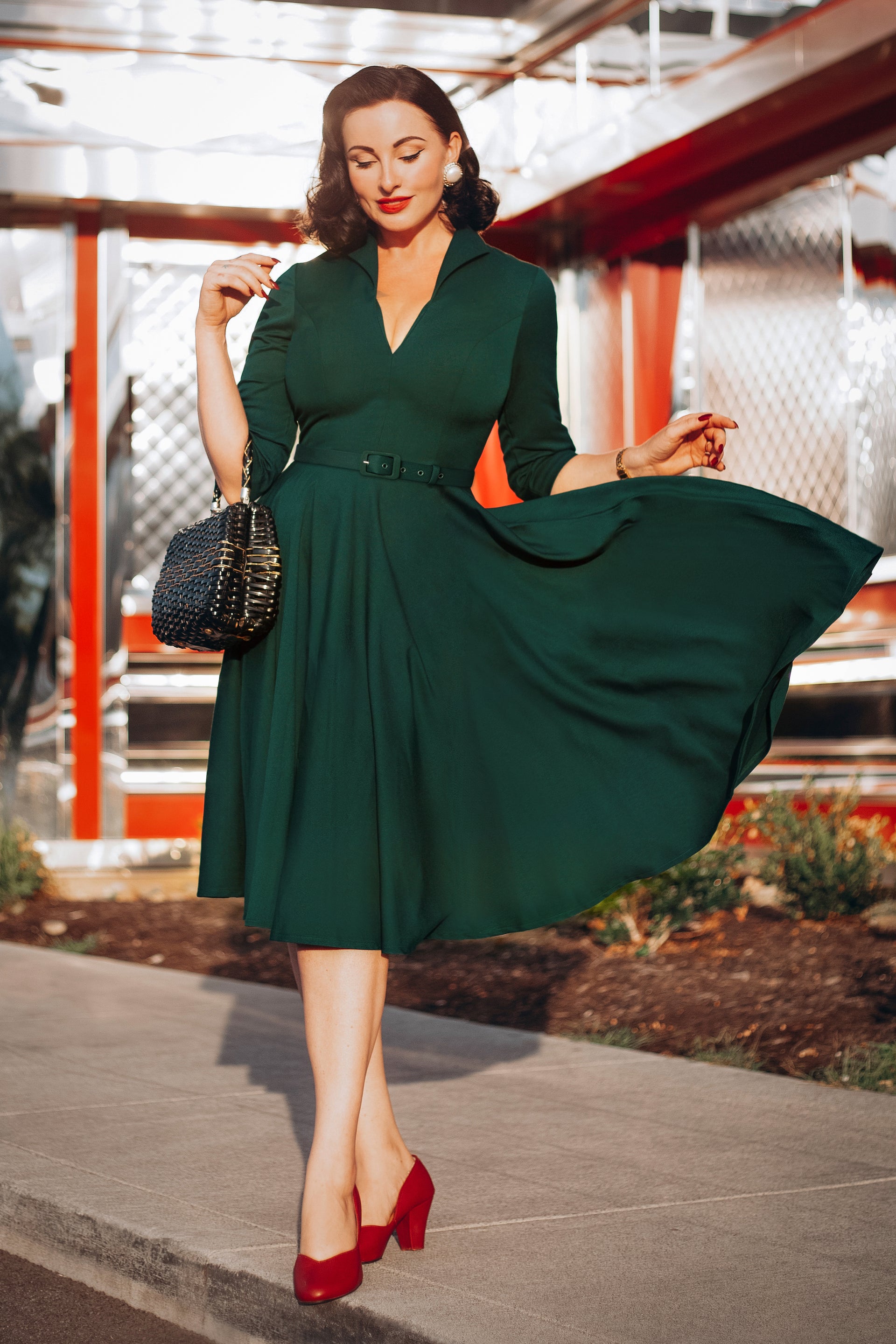 The Laura Lee Swing Dress in Hunter Green The Laura Lee Swing Dress in Hunter Green