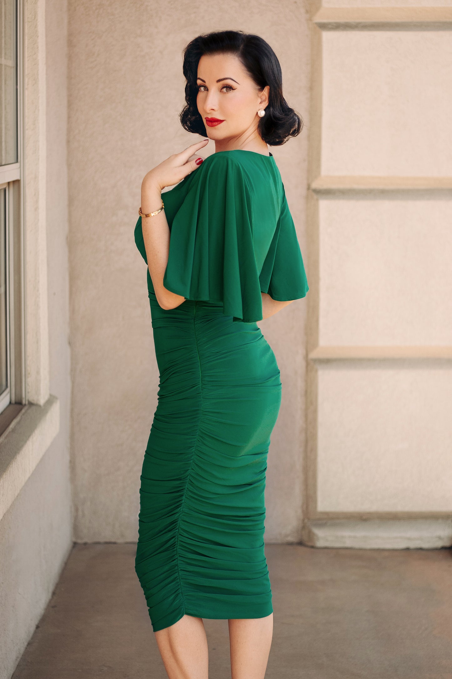 The Eugenie Butterfly Pencil Dress in Green