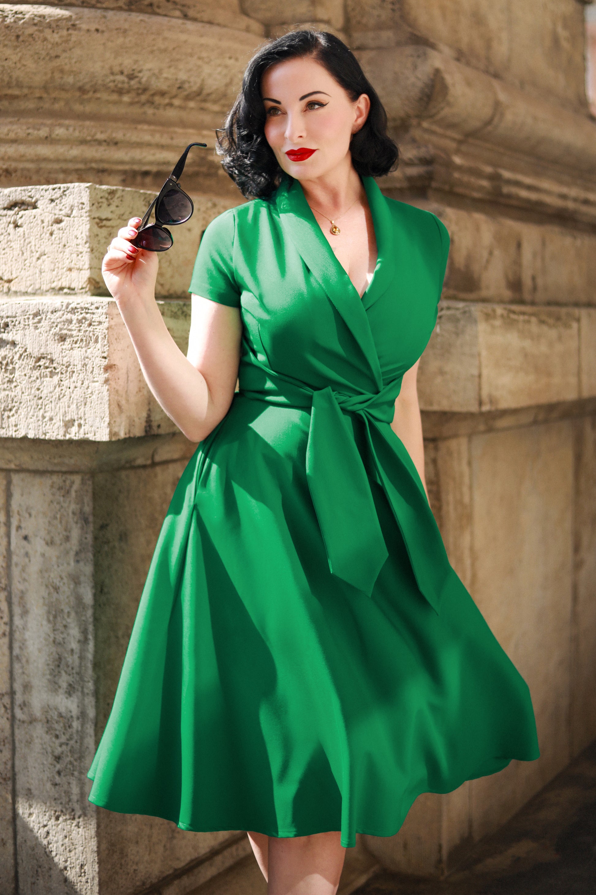 The Emma Swing Dress in Emerald Green Vintage Diva The Emma Swing Dress in Emerald Green Vintage Diva