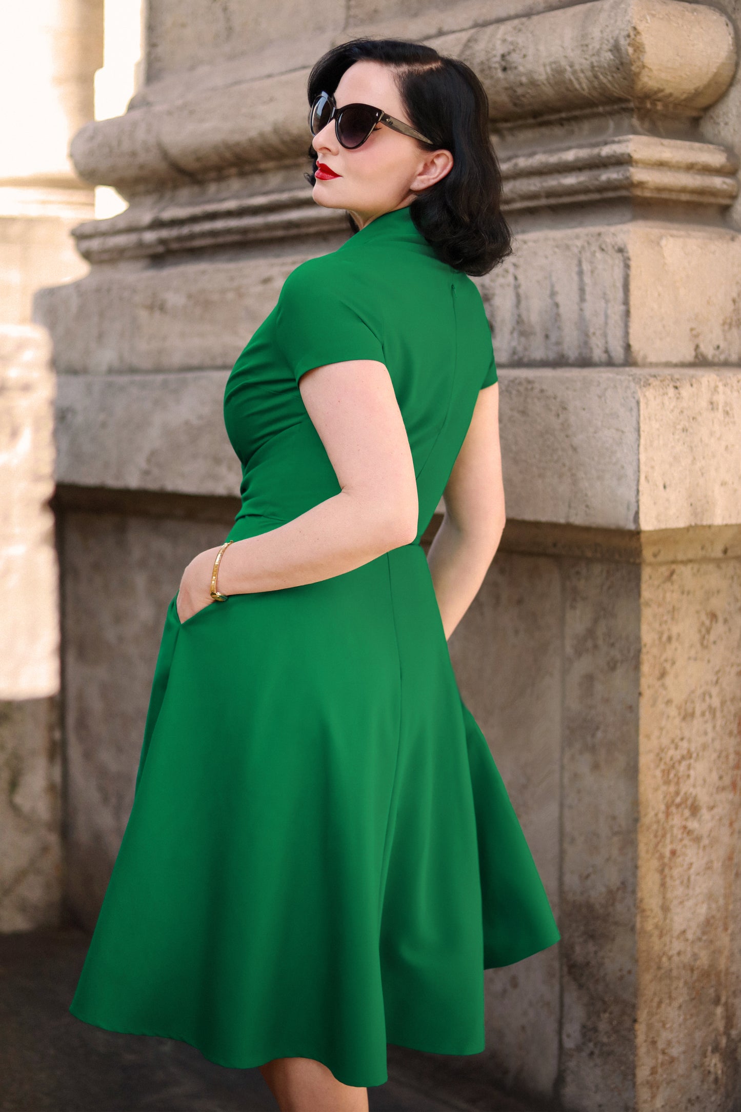 The Emma Swing Dress in Emerald Green