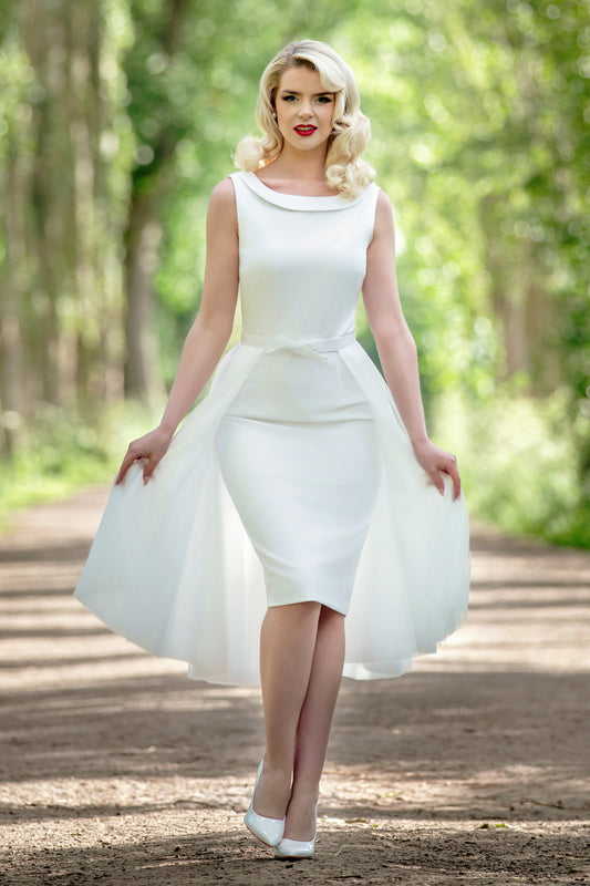 The Arabella Bridal Pencil Dress in White