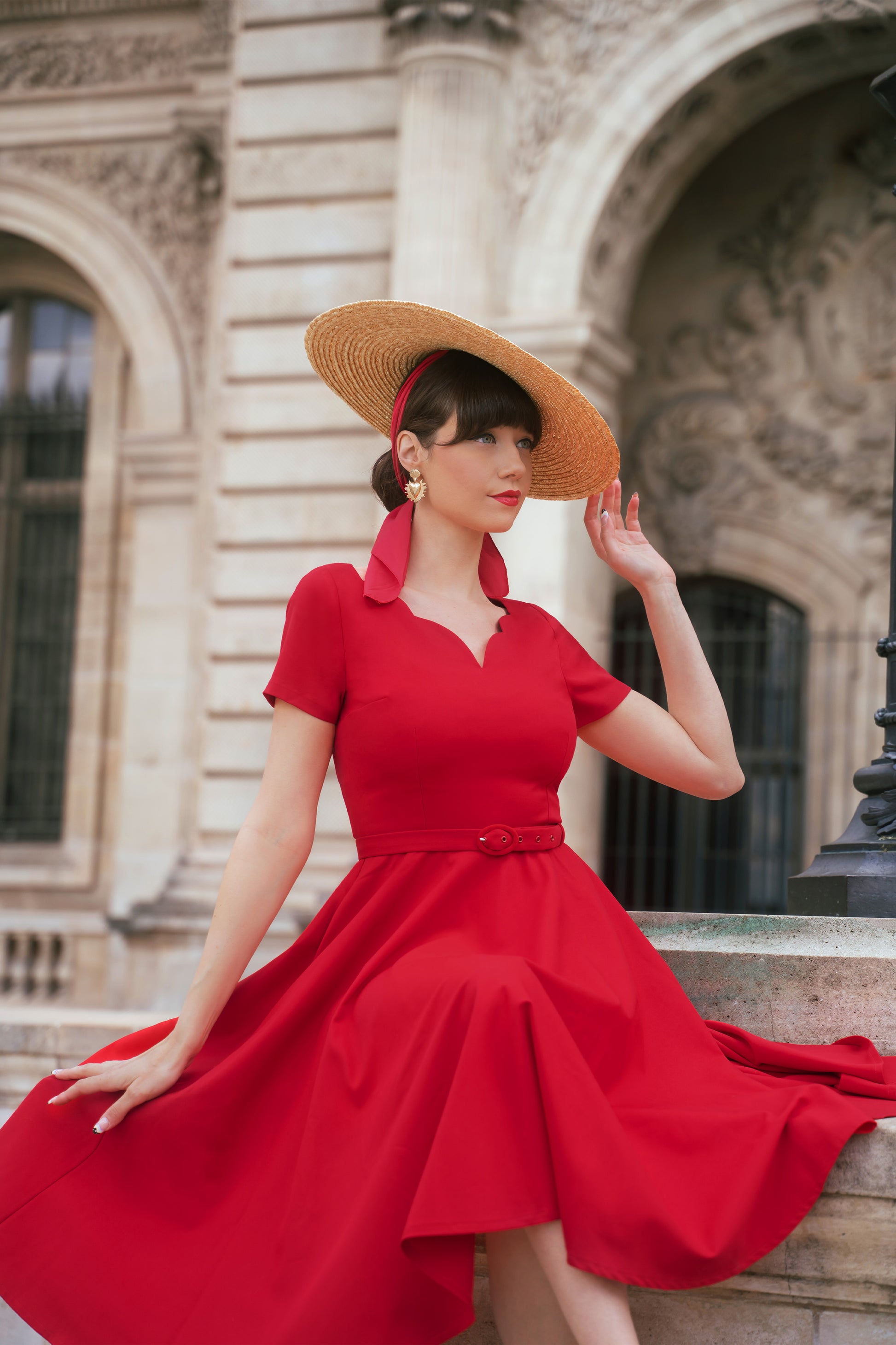Beth Swing Dress in Scarlet Red Vintage Diva Beth Swing Dress in Scarlet Red Vintage Diva