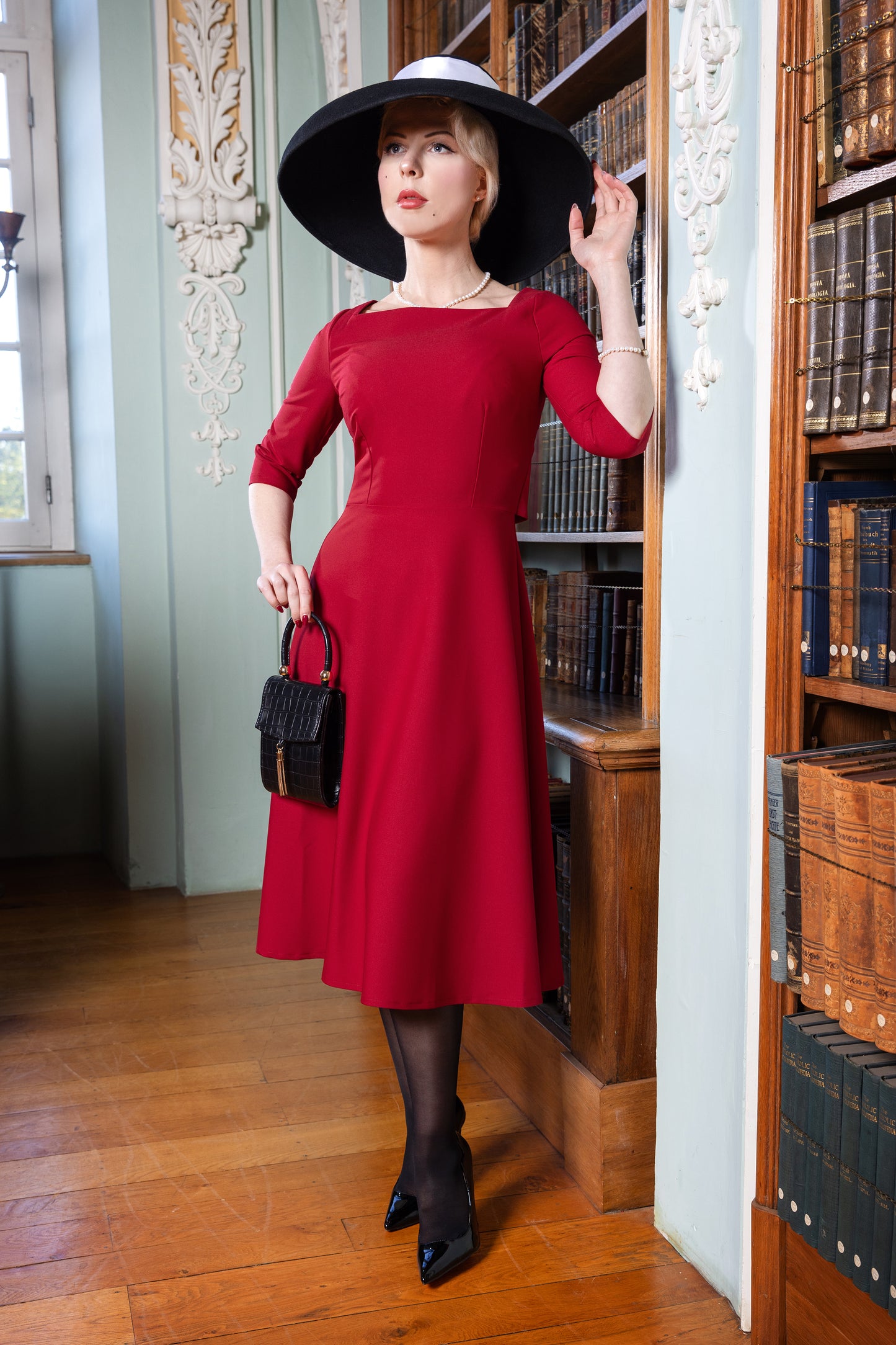 The Juliana A-Line Dress in Scarlet Red