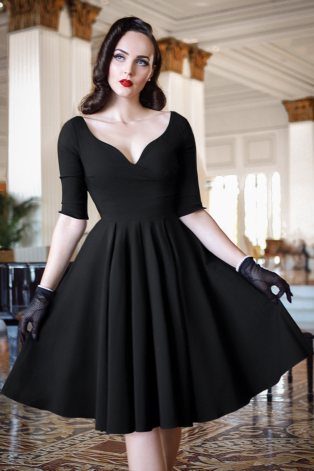 swing black dress The Bombshell Sleeved in – Vintage Diva Gala night The dress that has Kalinda Ruched Bandeau Mini COLOR:Nude + Ivory (As in The Pictures)