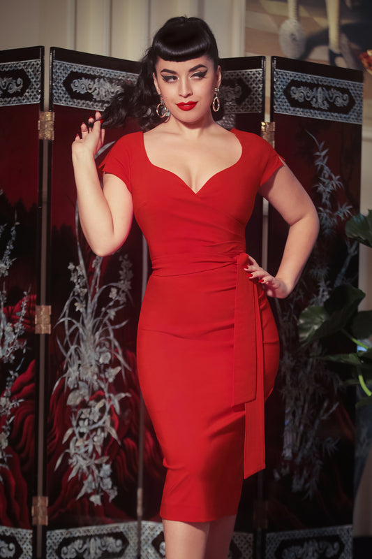 The Bombshell Pencil Dress in Lipstick Red