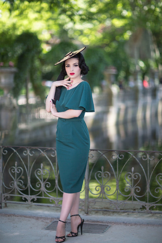 The Olivia Pencil Dress in Forest Green