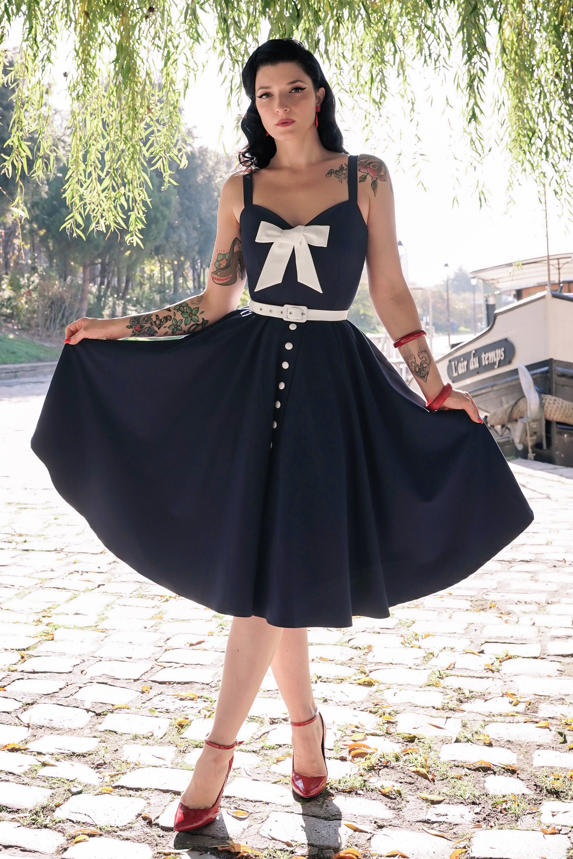 The Alexis Swing Dress in Navy Vintage Diva The Alexis Swing Dress in Navy Vintage Diva