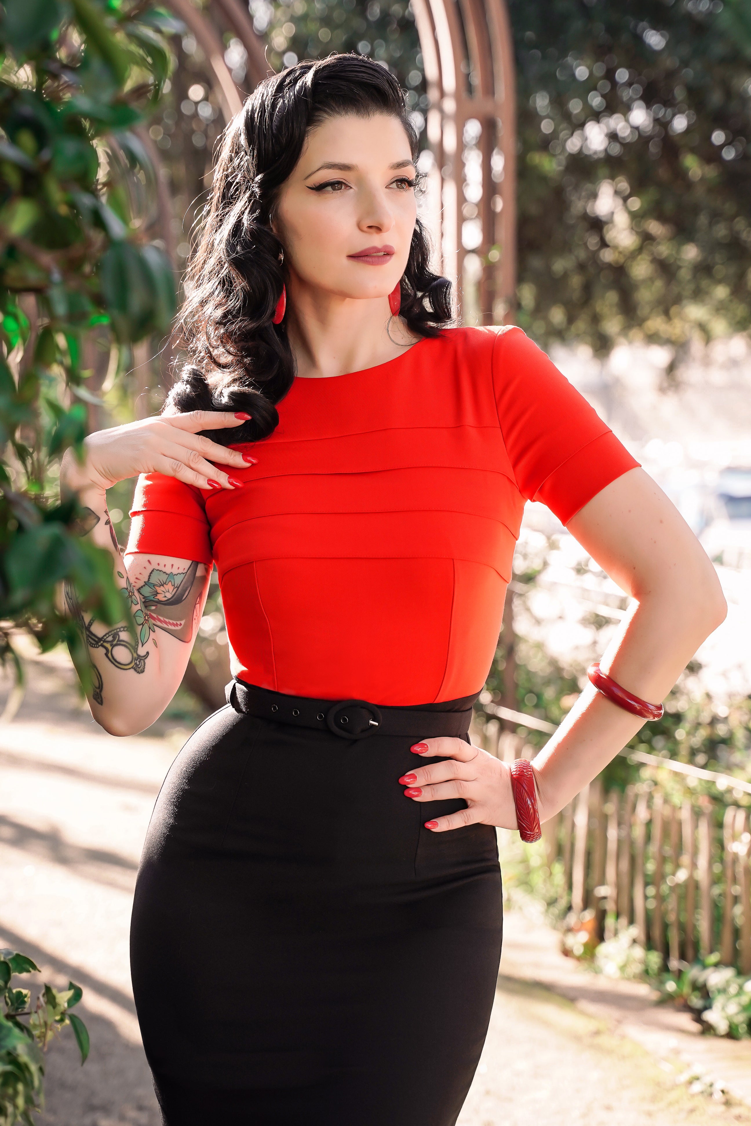 Red Black Pencil Dress