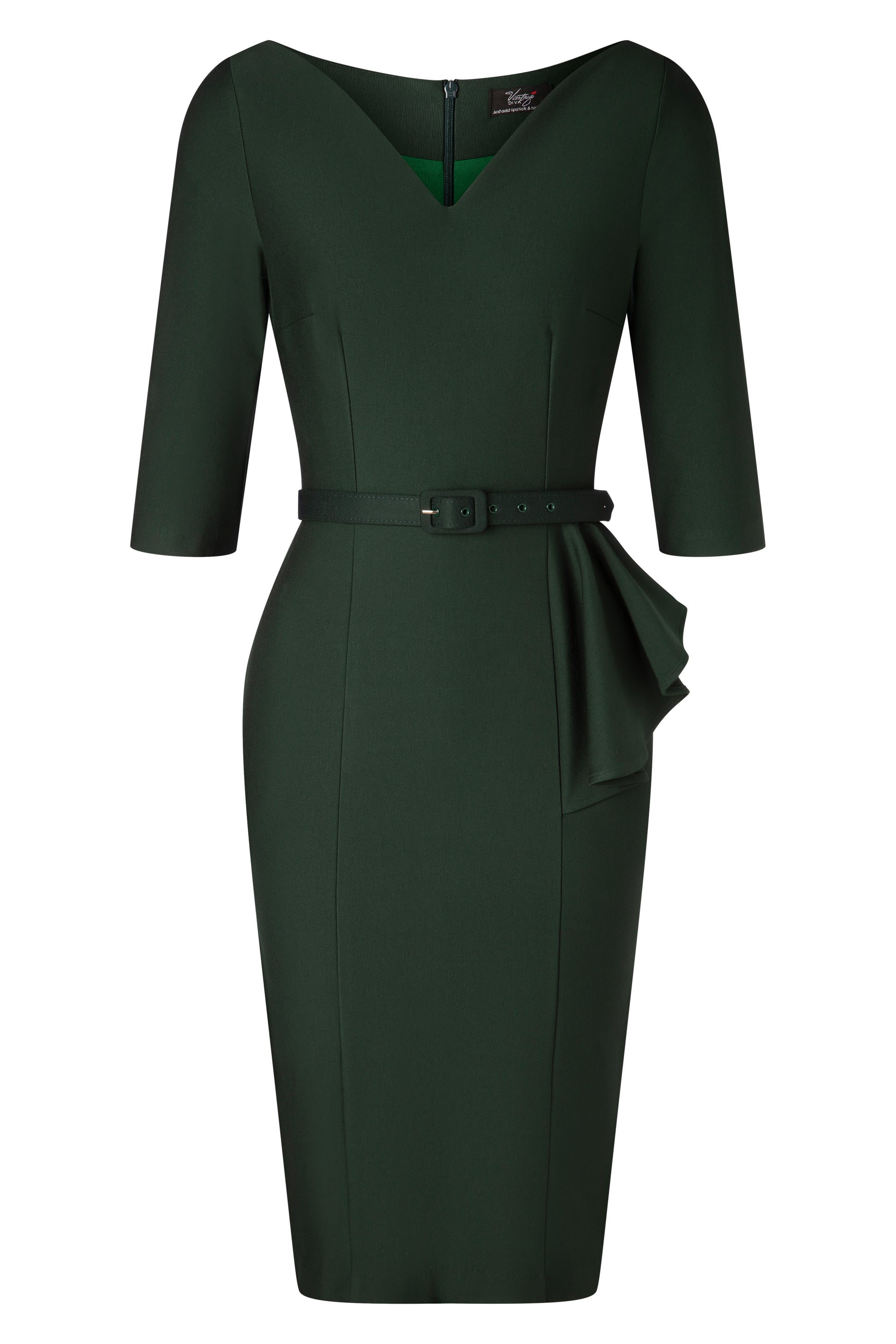 The Richi Pencil Dress in Dark Green The Richi Pencil Dress in Dark Green