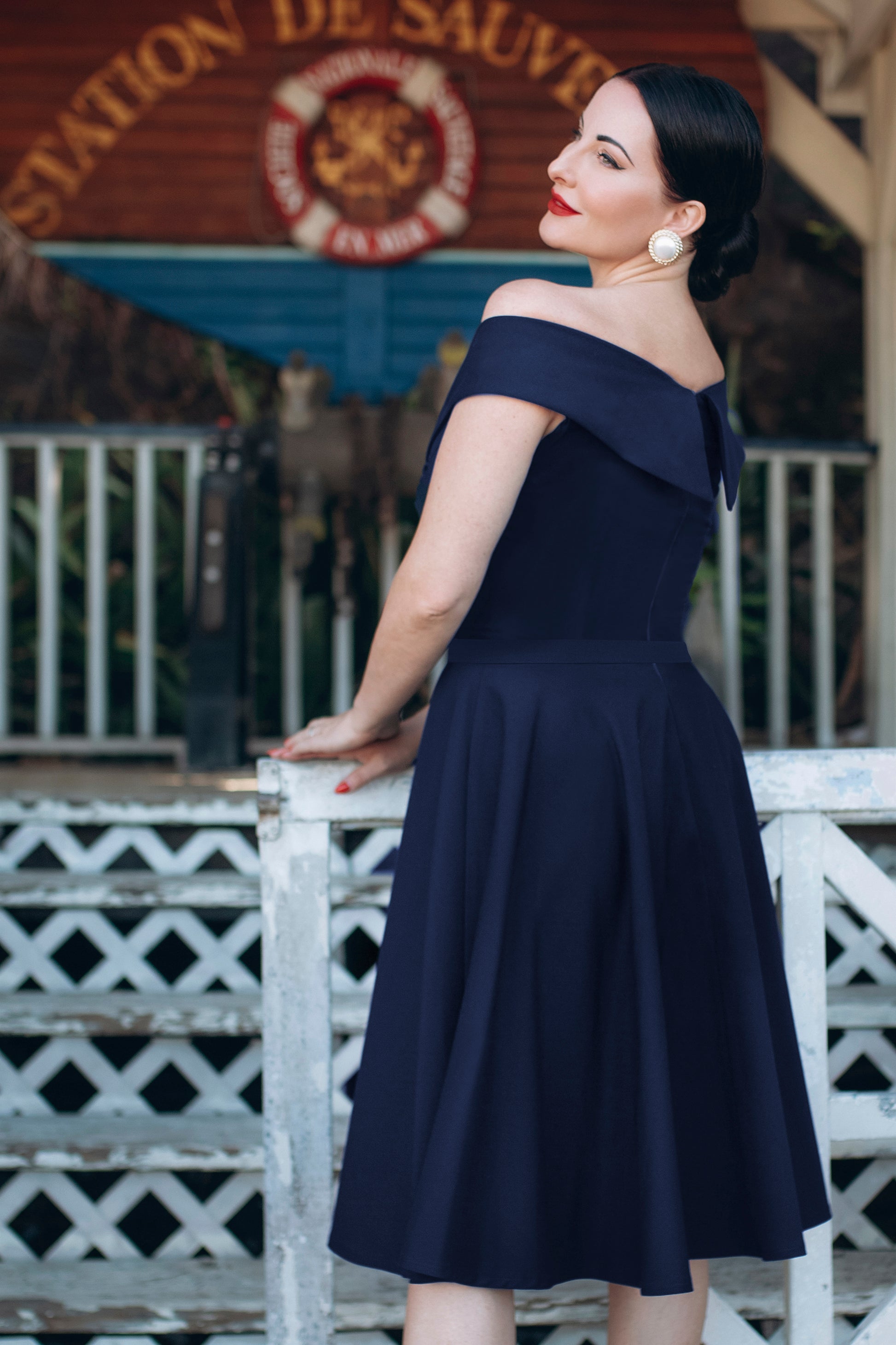 The Aurelia Swing Dress in Midnight Blue Vintage Diva The Aurelia Swing Dress in Midnight Blue Vintage Diva