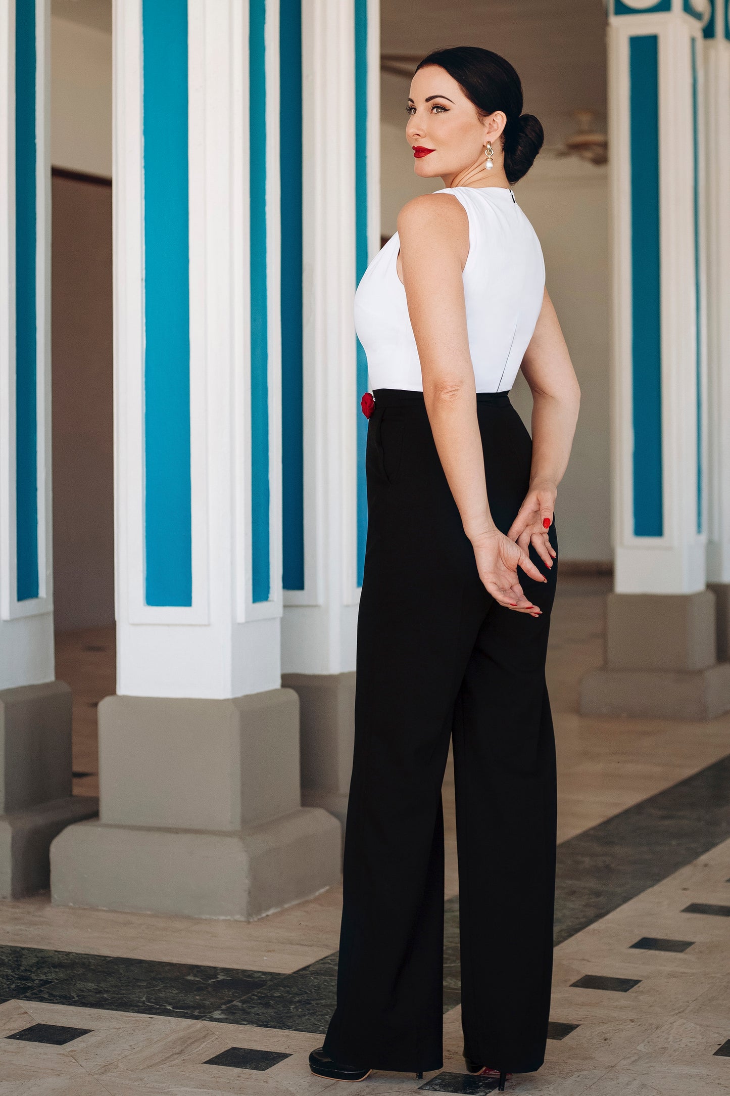 The Kellie Jumpsuit in Black and White